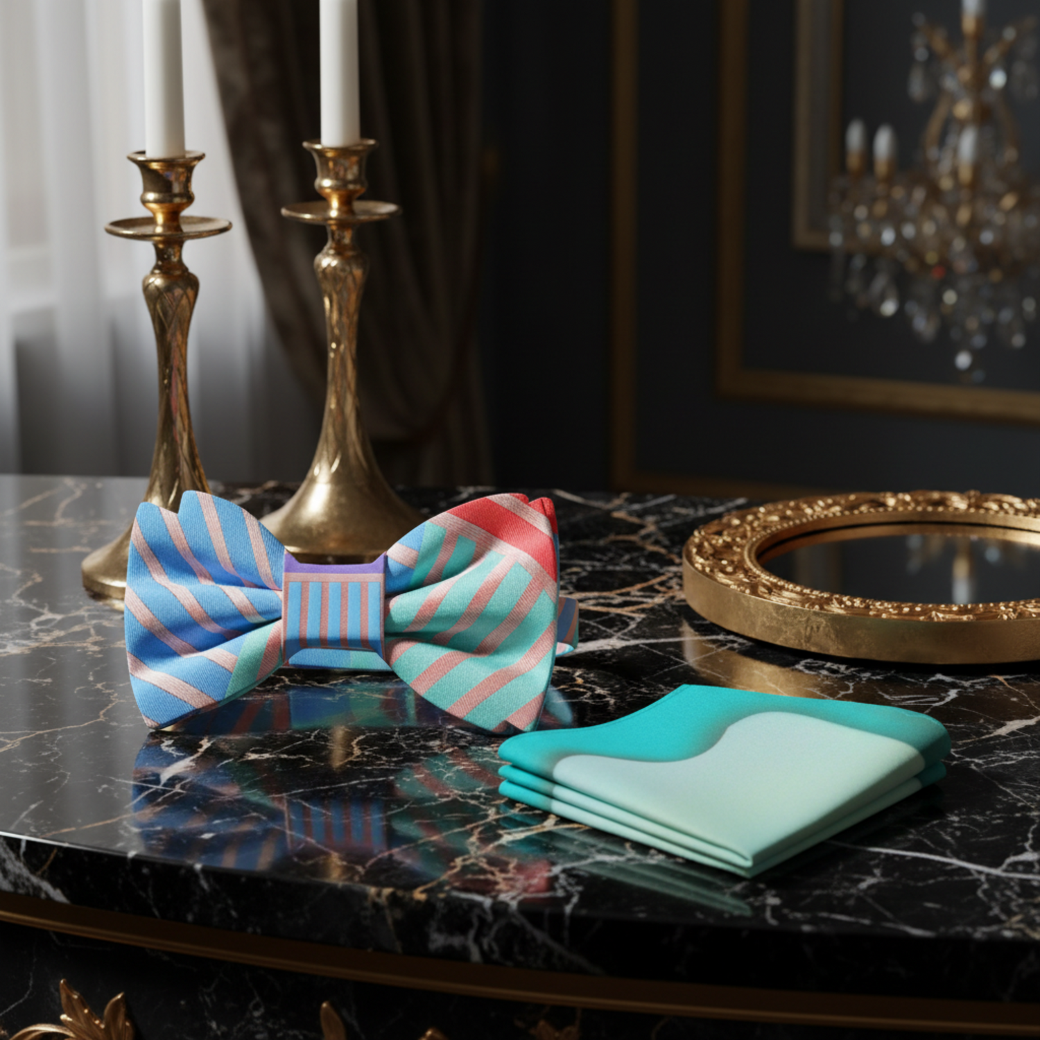 Multi Colored Check Bow Tie and Accenting Square