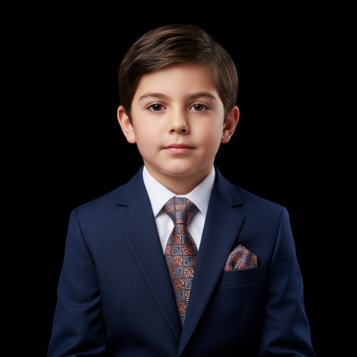 Boys Rose Gold Geometric Patchwork Necktie