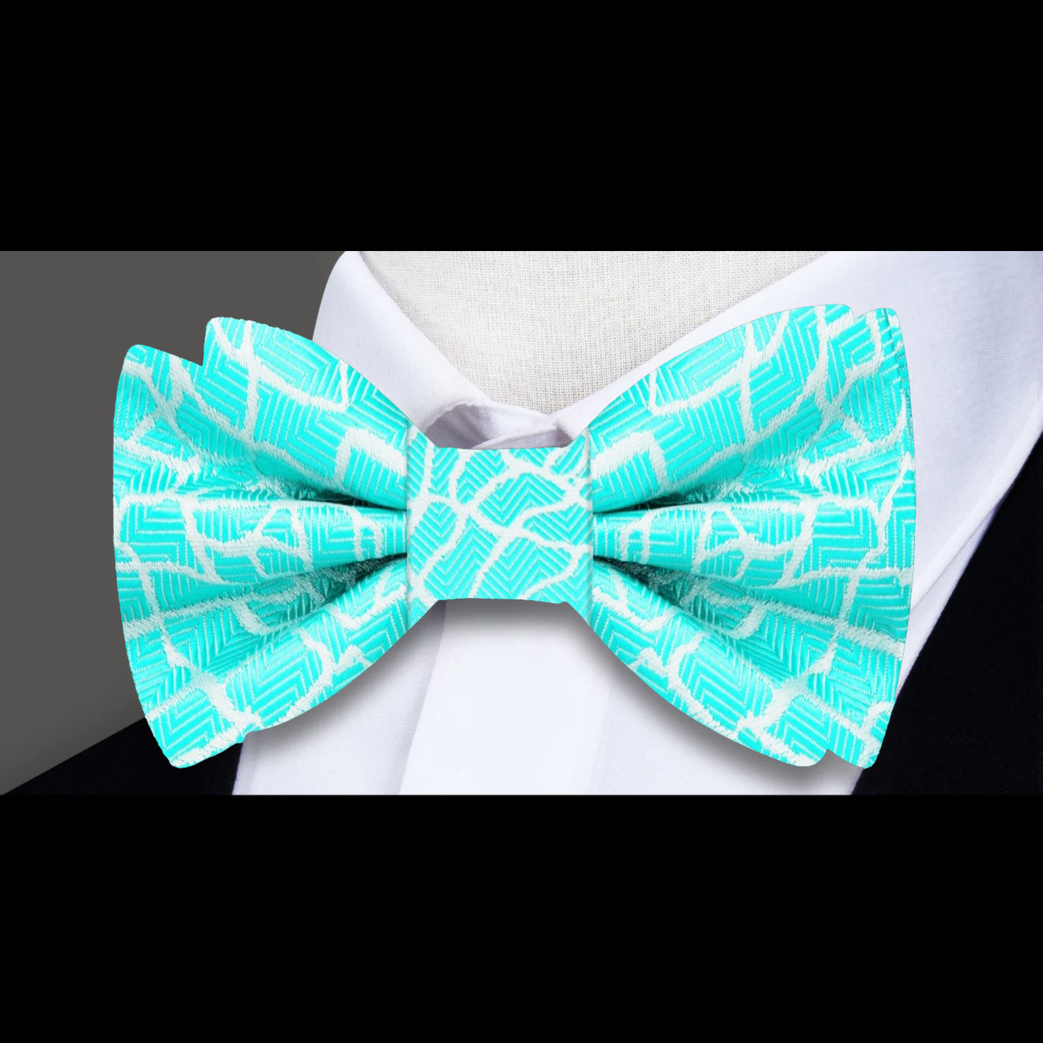 Light Blue Silver Cement  Bow Tie