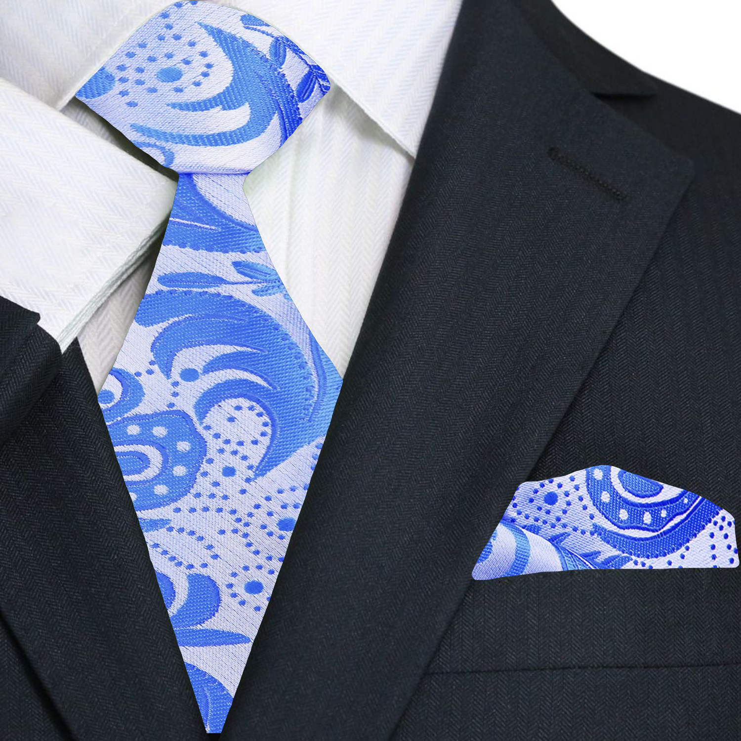 Light Blue Splash Necktie and Square