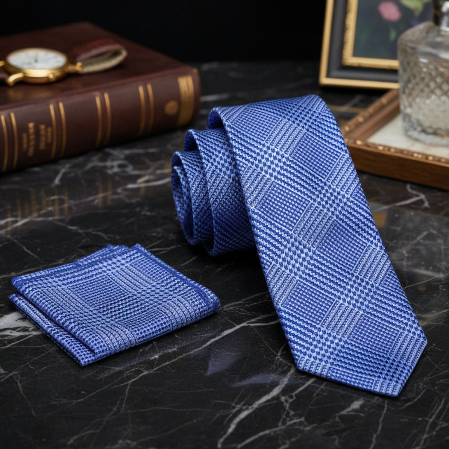 View 2: Light Blue Siberian Necktie and Square