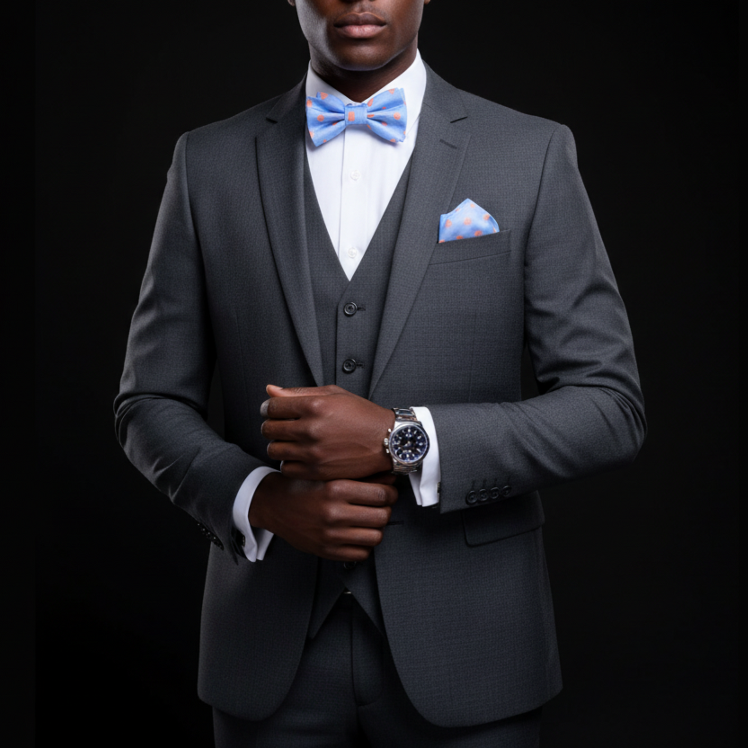 Diamond Geometric Bow Tie | Light Blue, Peach or Burgundy & Gold
