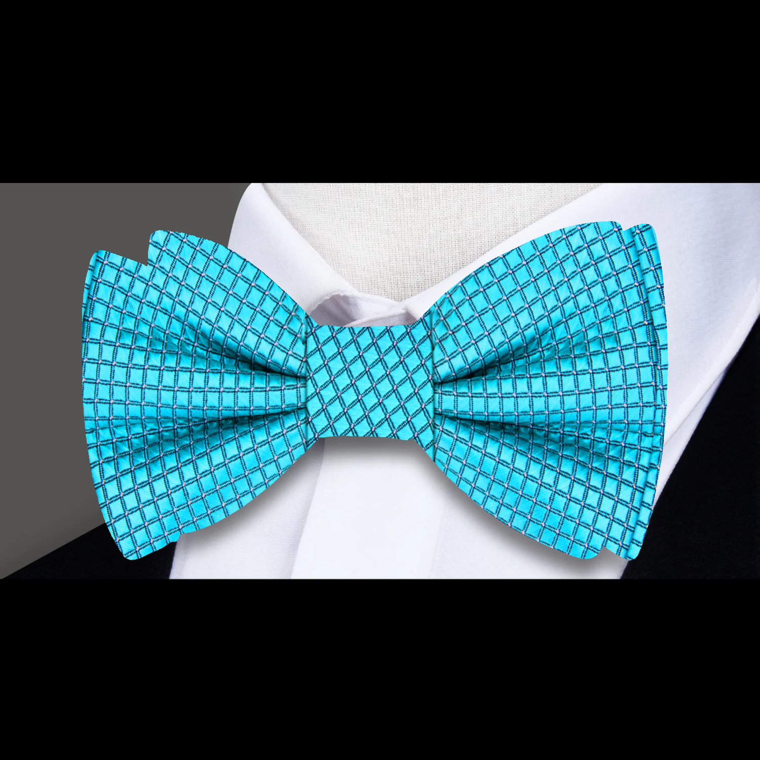 Light Blue with White Geometric Texture Bow Tie