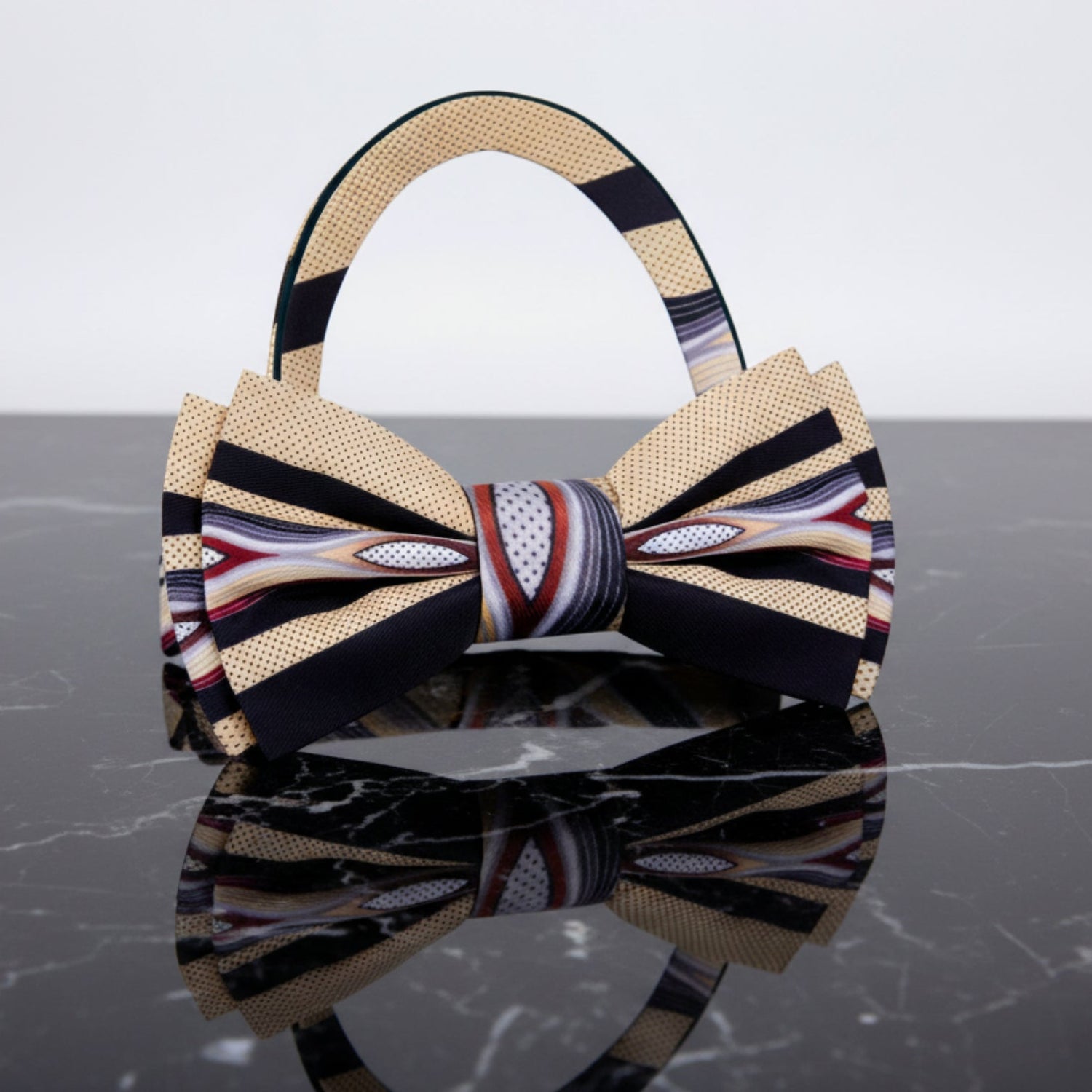 Light Brown Abstract Bow Tie Pre Tied