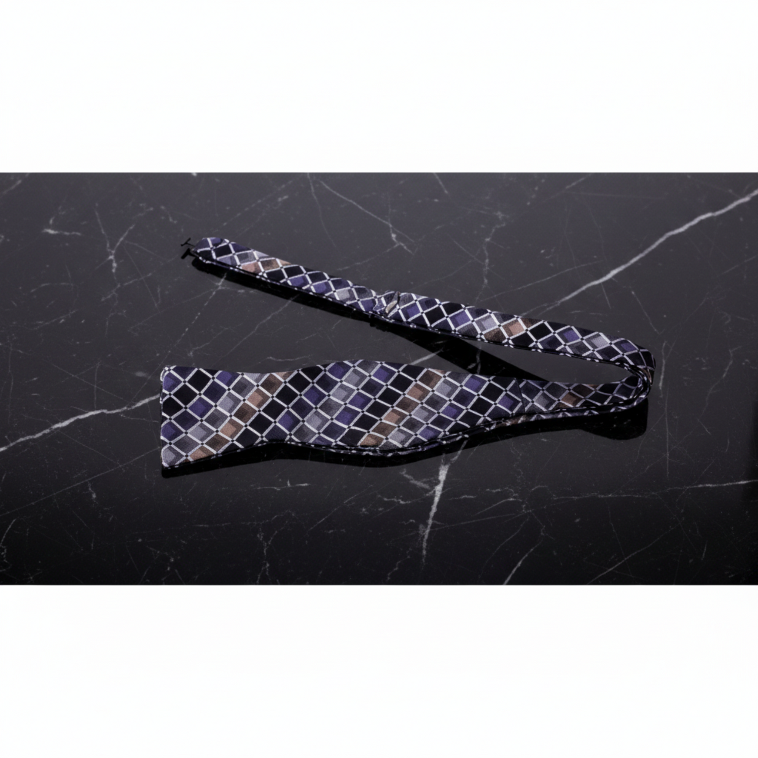 Light Brown, Grey, Black Check Bow Tie