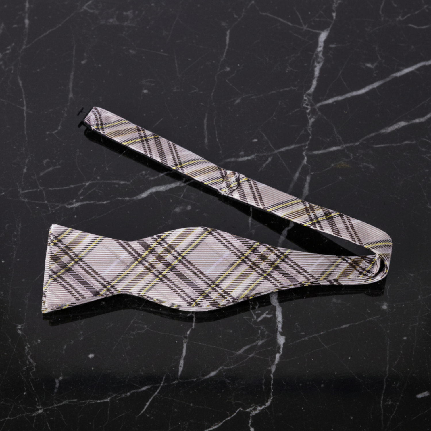 Khaki Plaid Bow tie 