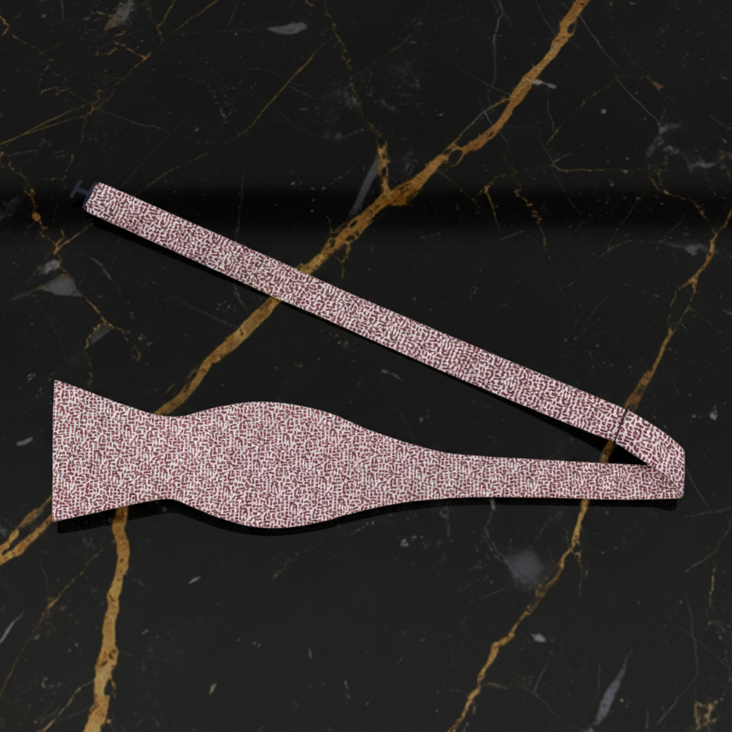 A Cream, Mahogany Textured Pattern  Self Tie Bow Tie  Self Tie