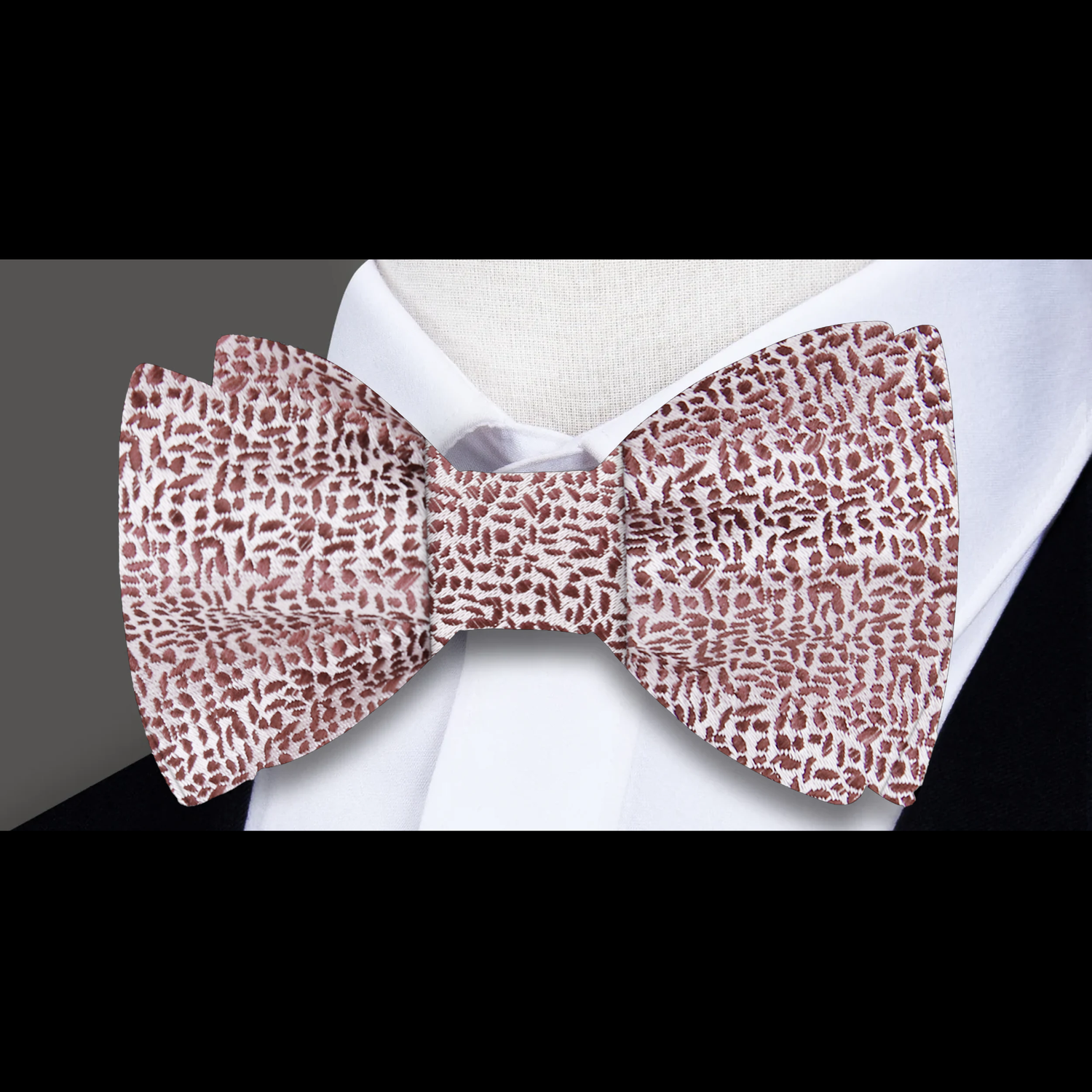 A Cream, Mahogany Textured Pattern Silk Bow Tie 