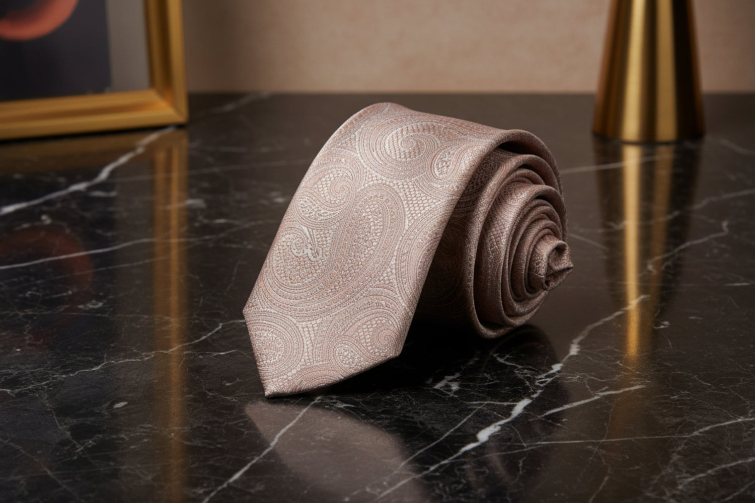 Alt View: Light Brown Paisley Necktie