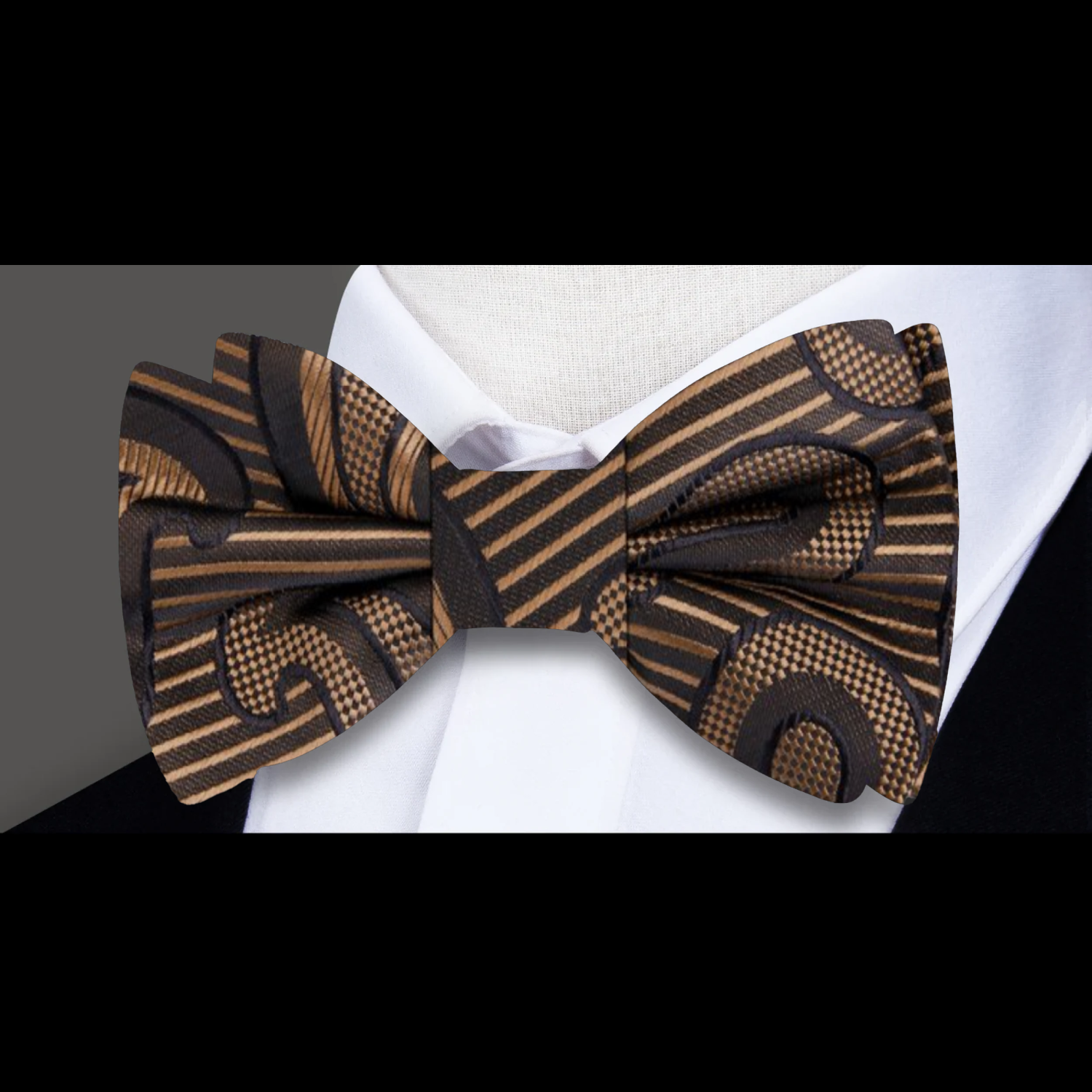 Light Brown Espresso Paisley  Bow Tie