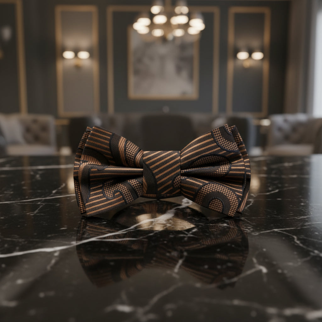 Light Brown Espresso Paisley Pre Tied Bow Tie
