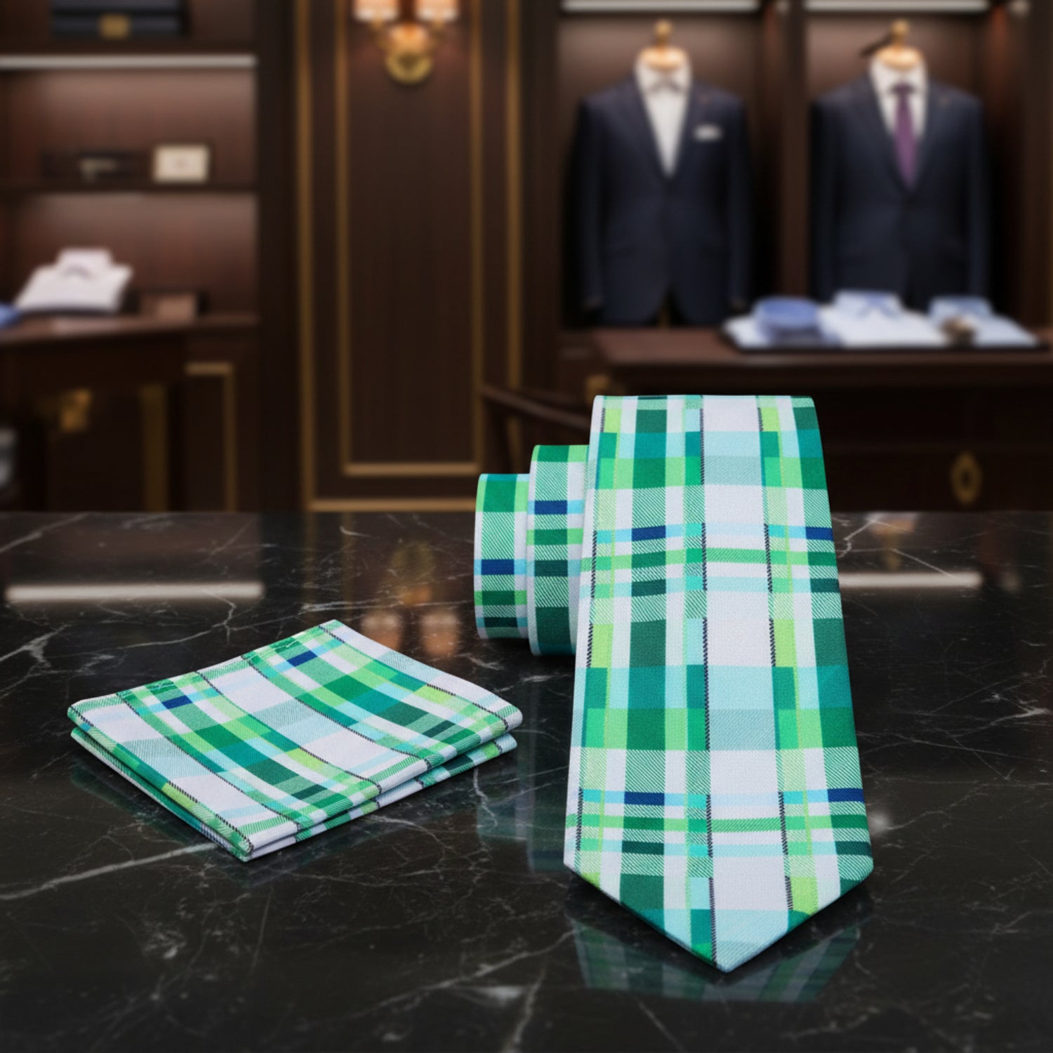 Alt Main Green Geometric Tie and Square