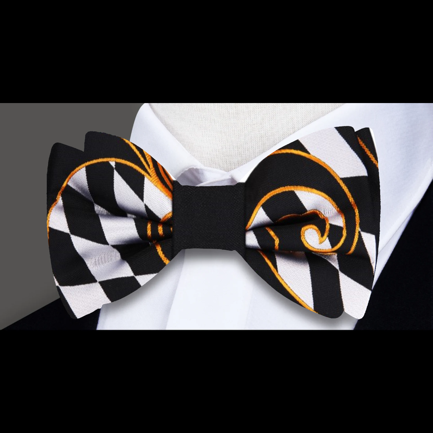 White Black Check Bow