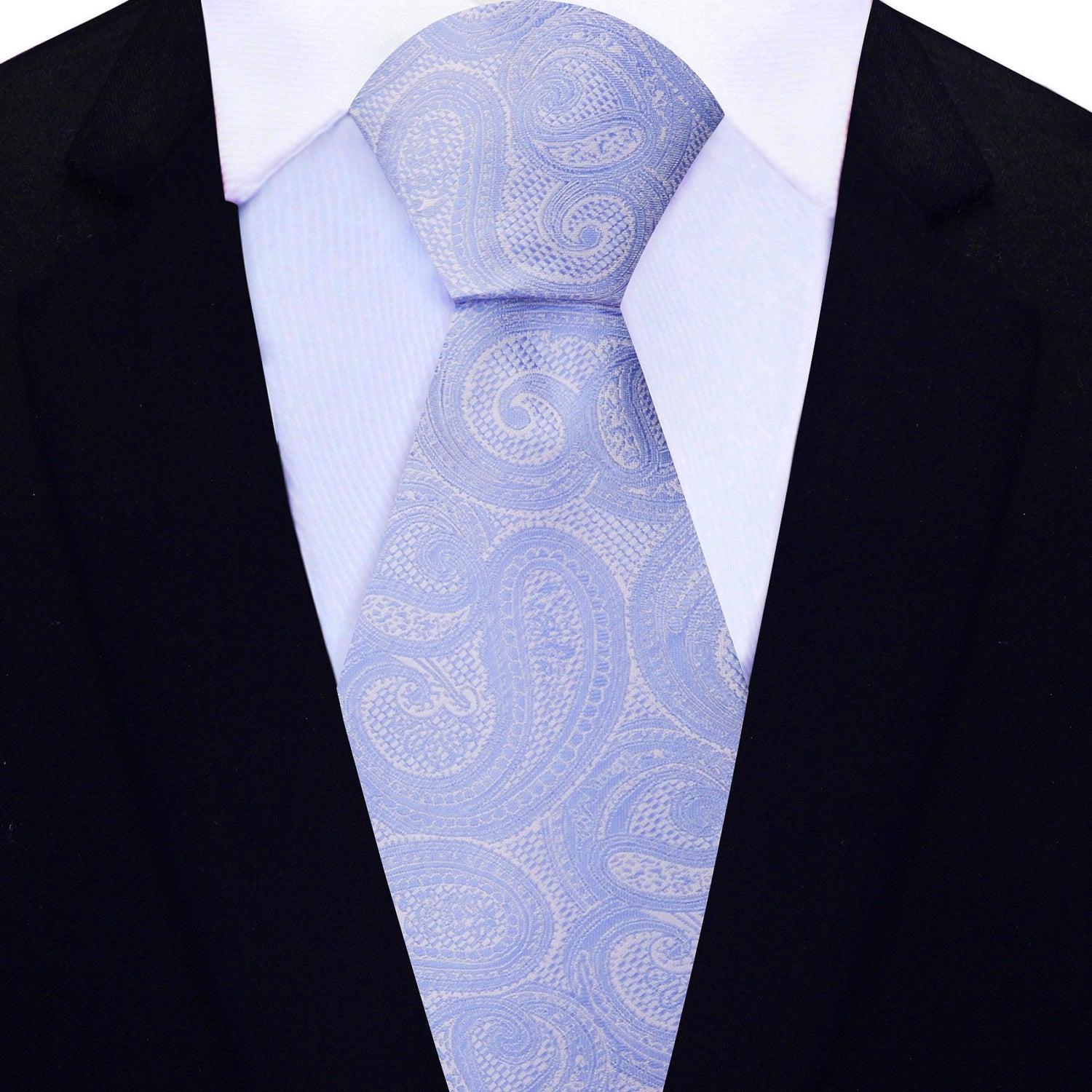 View 2: Greyish Steel Blue Paisley Necktie