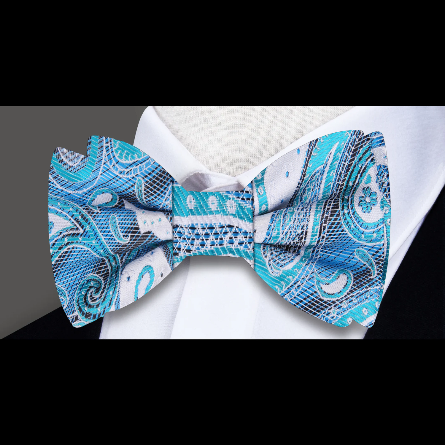 Light Blue Coda Paisley Bow Tie