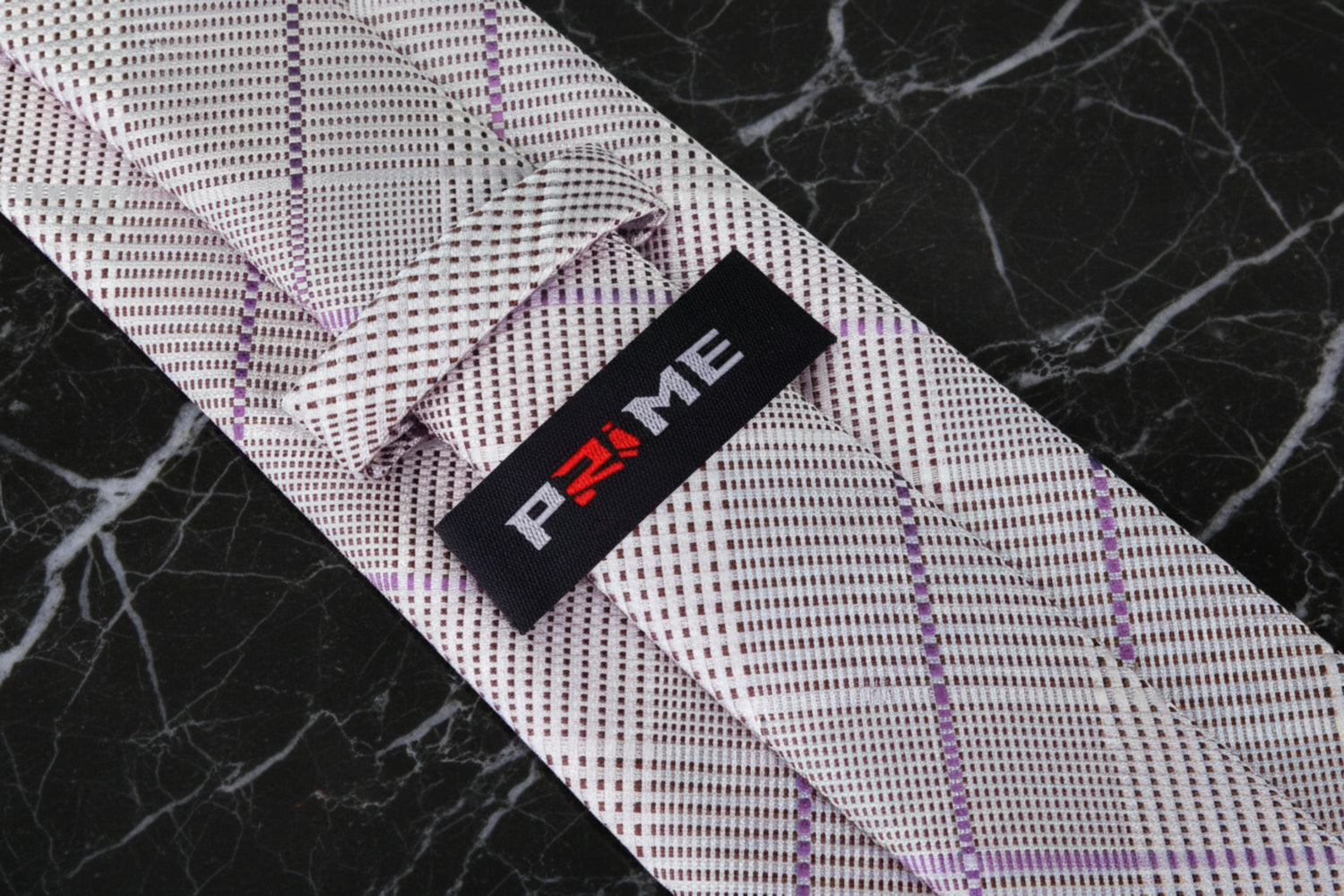 Light Grey, Light Purple Plaid Necktie Keep