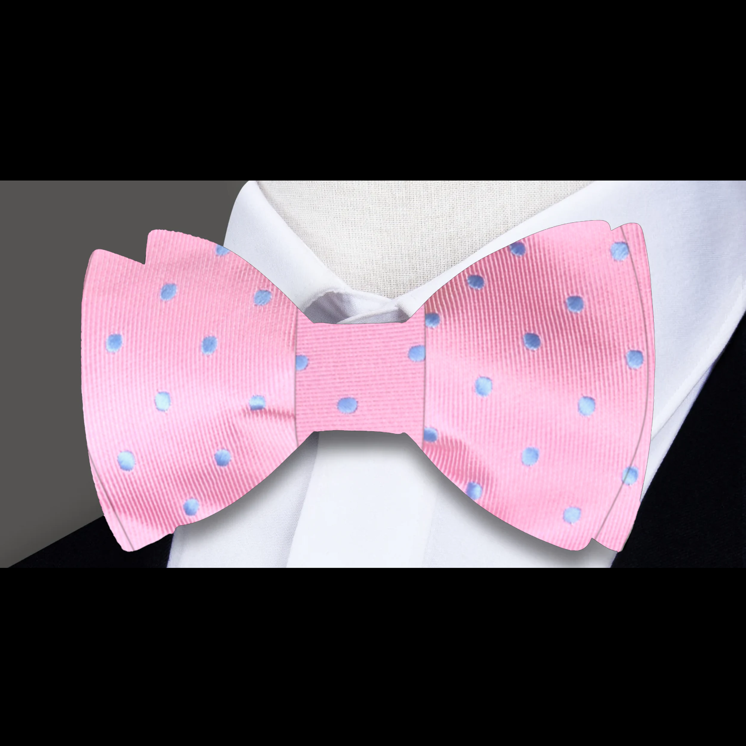 Pink with Light Blue Dots Pre Tied Bow Tie