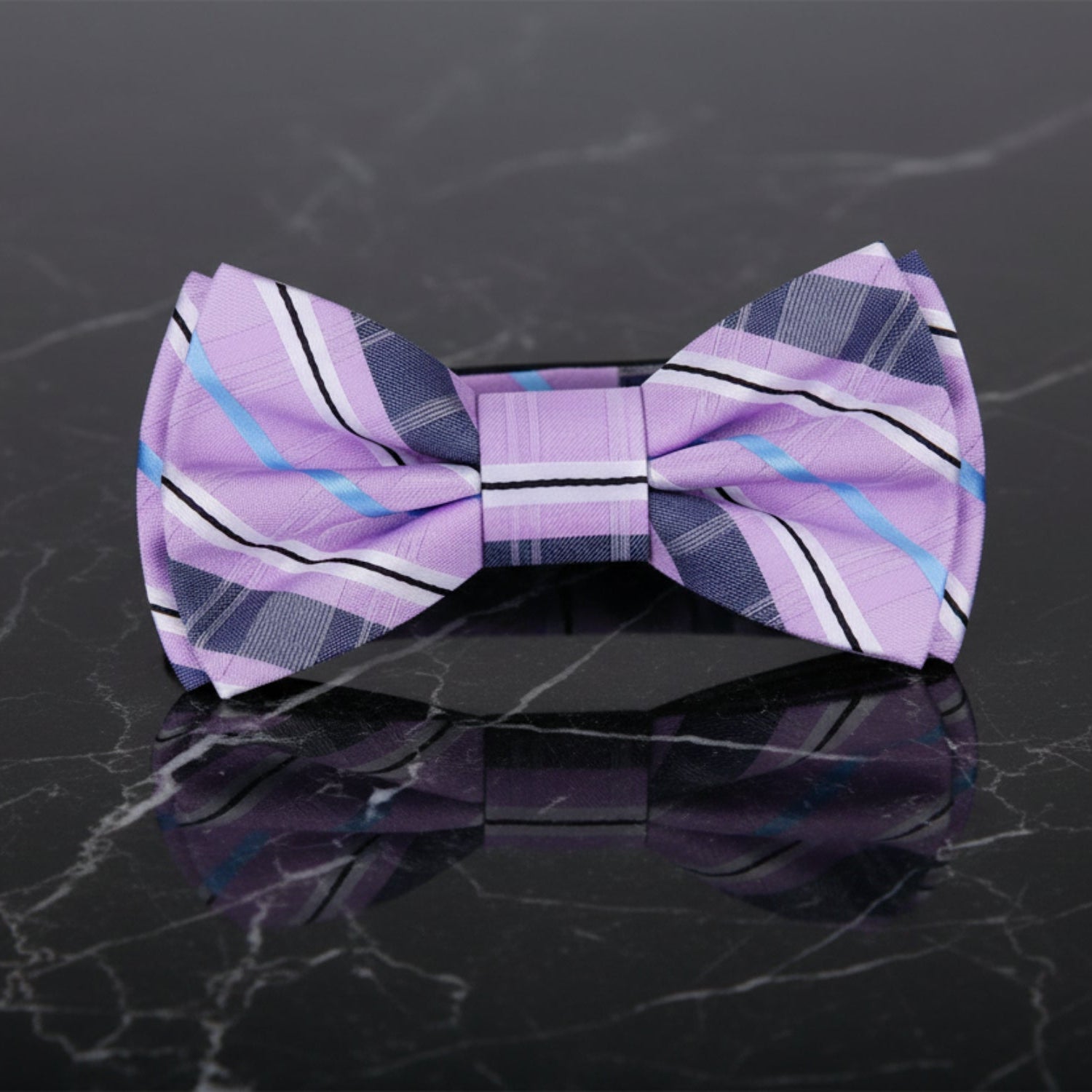 Light Purple Plaid Pre Tied Bow Tie