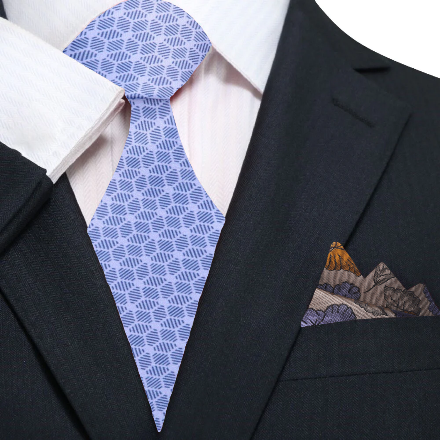Light Purple Tie and Accenting Floral Square Nice