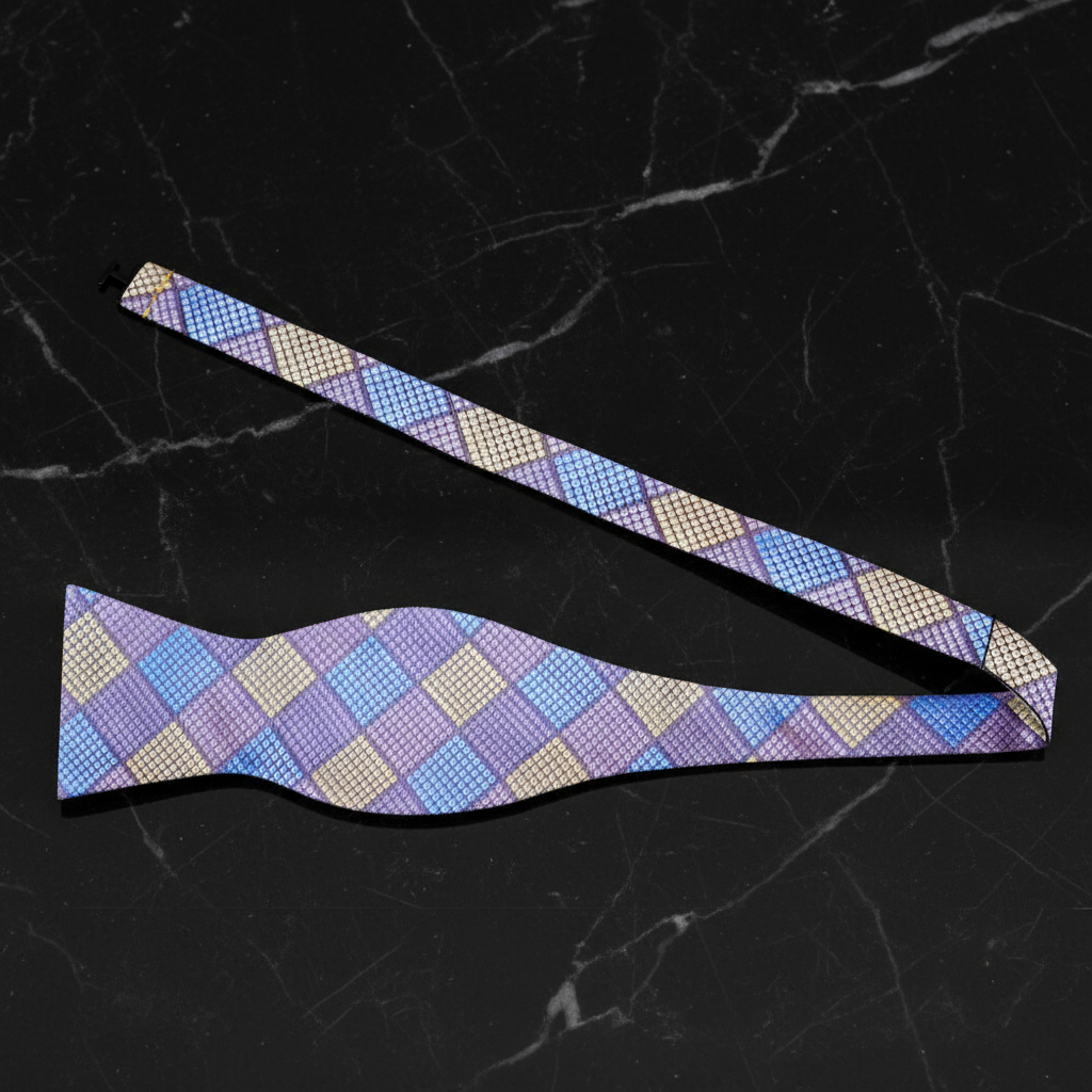 Light Blue, Light Purple, Light Yellow Diamonds Bow Tie