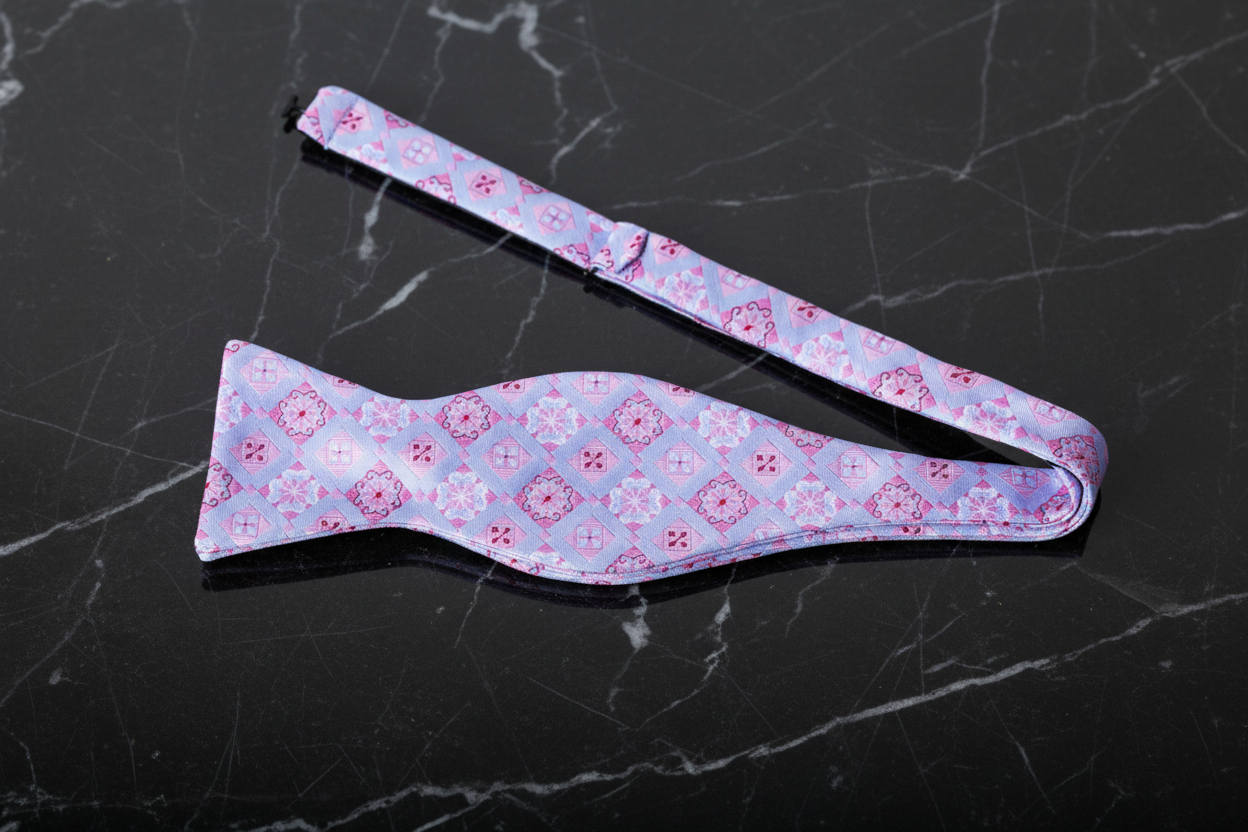 Light Purple, Pink Geometric Bow Tie Self Tie