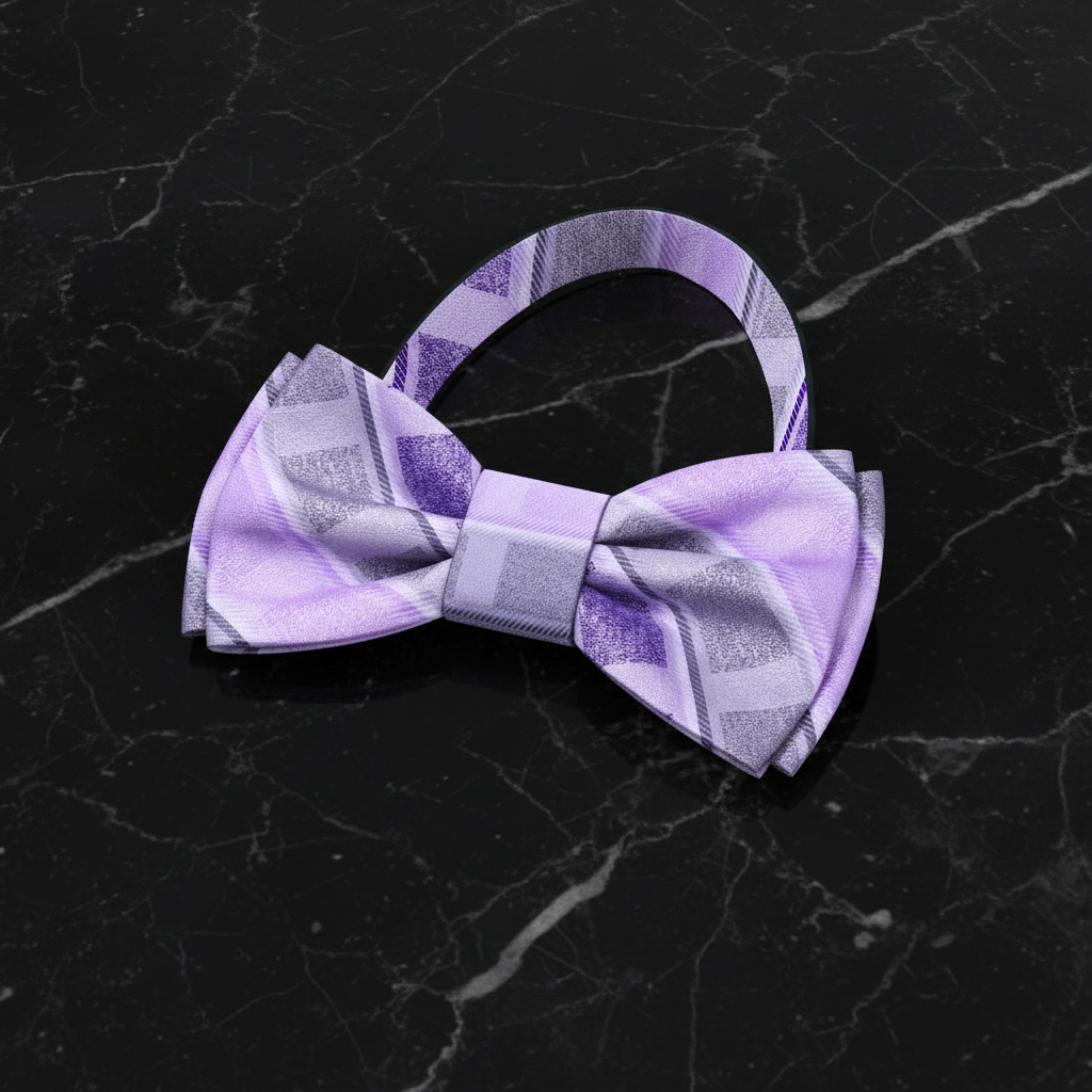 Plaid purple bow tie pre tied