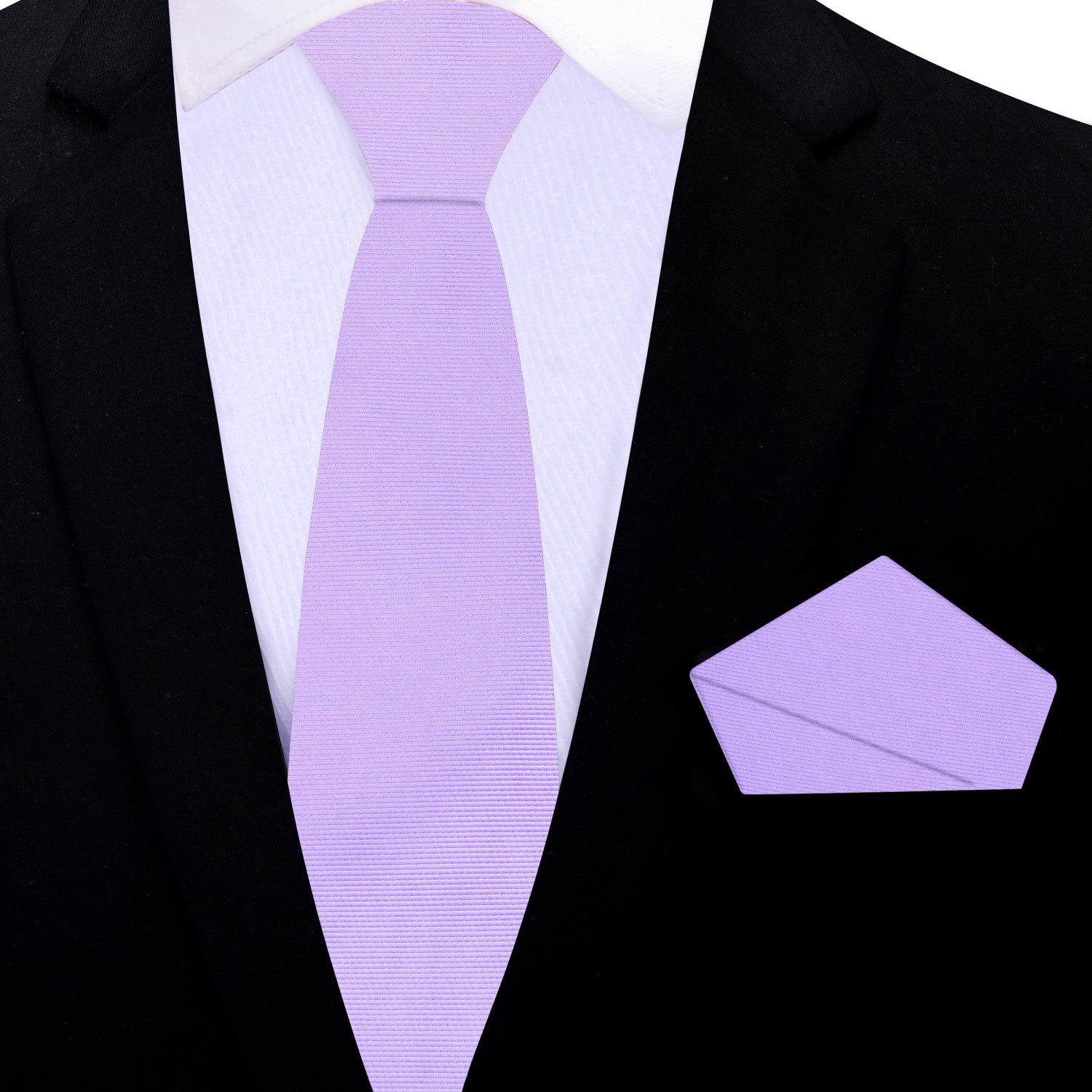 Soft Purple Thin Necktie and Matching Square