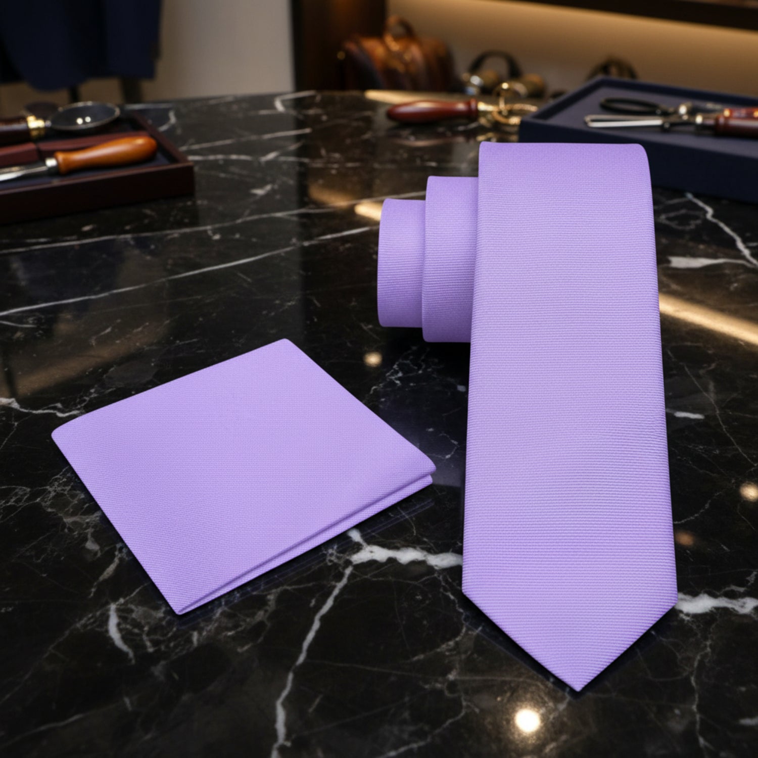 Alt Soft Purple Necktie and Matching Square