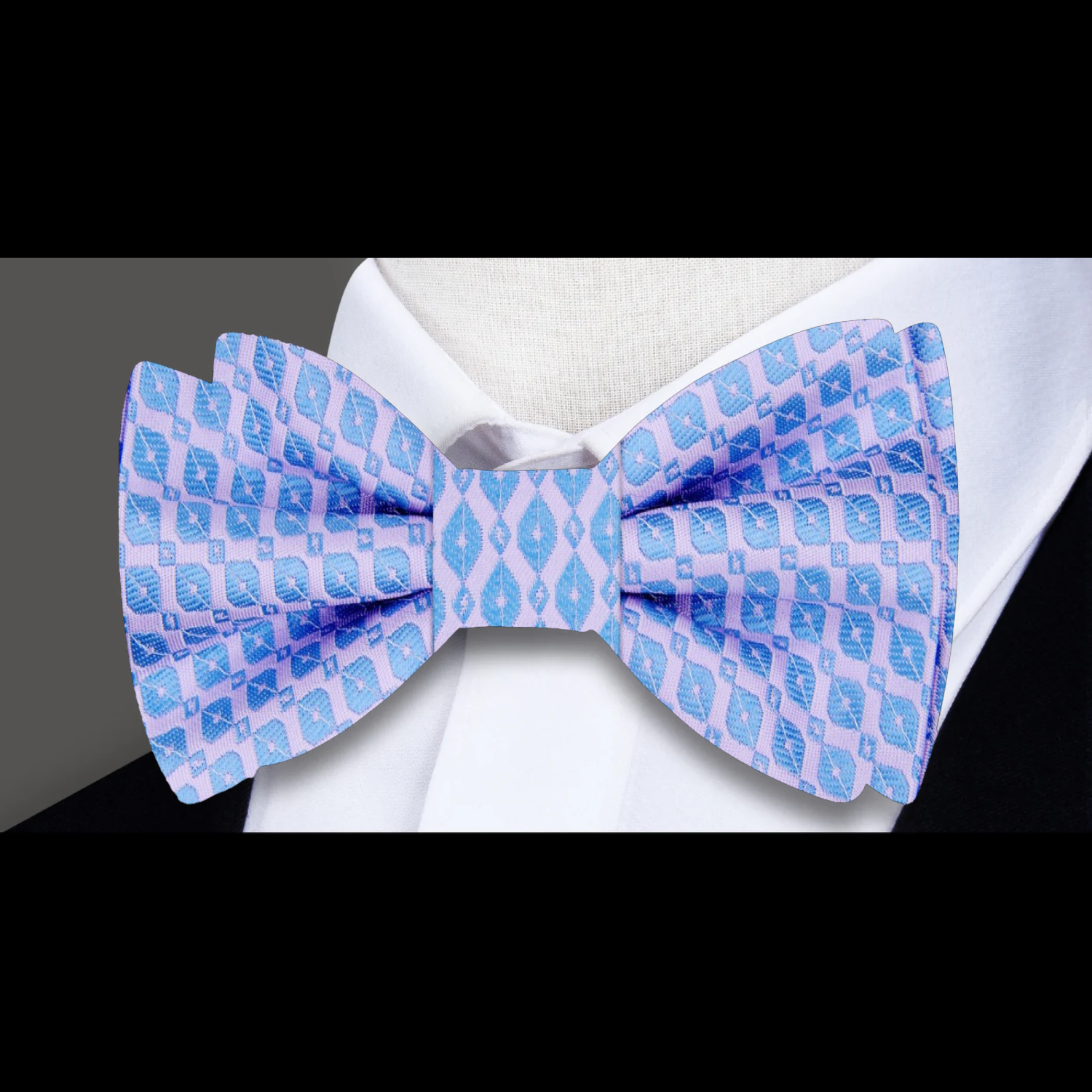Barely Purple, Light Blue Geometric Bow Tie