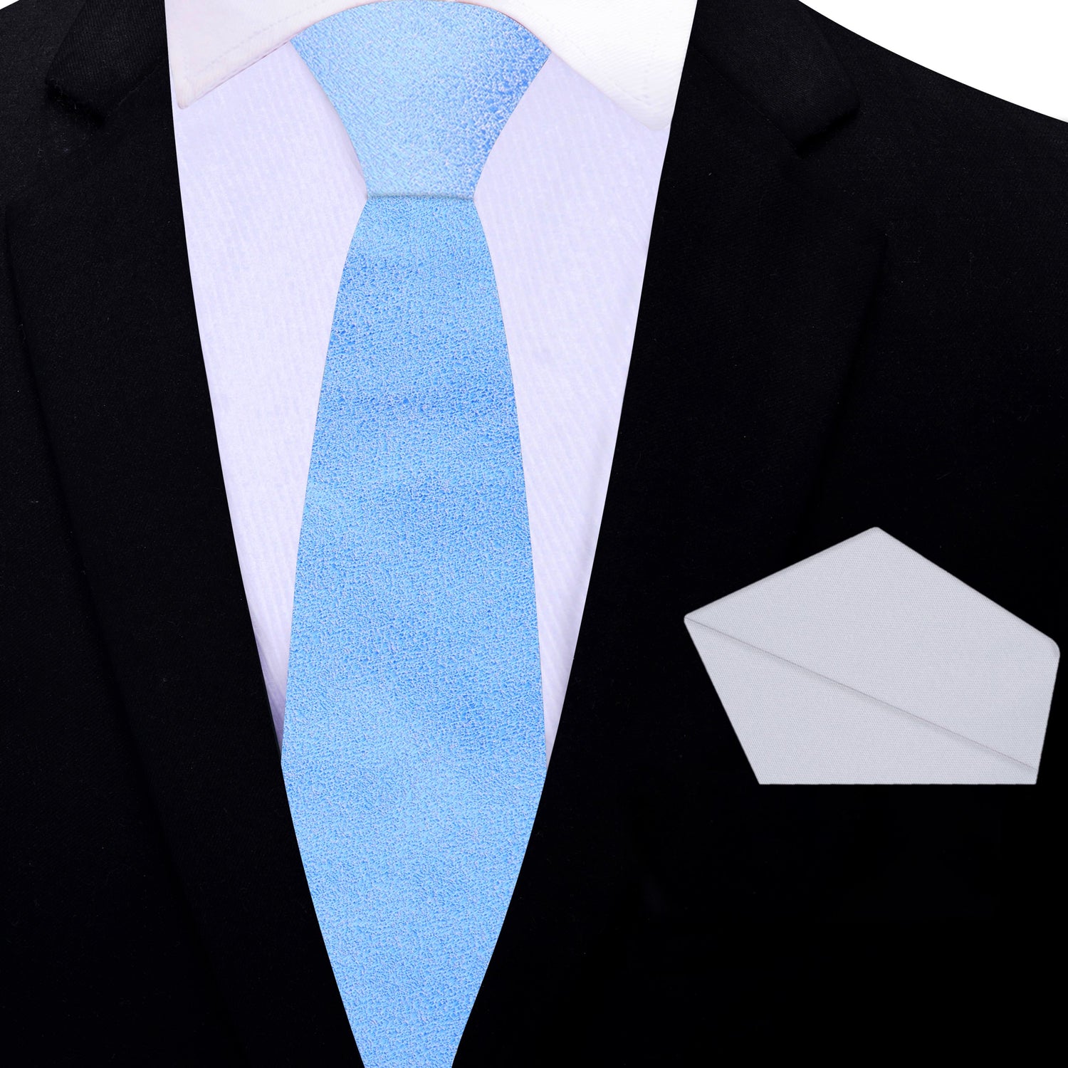 Light Blue Shimmer Thin Tie and Accenting Grey Square