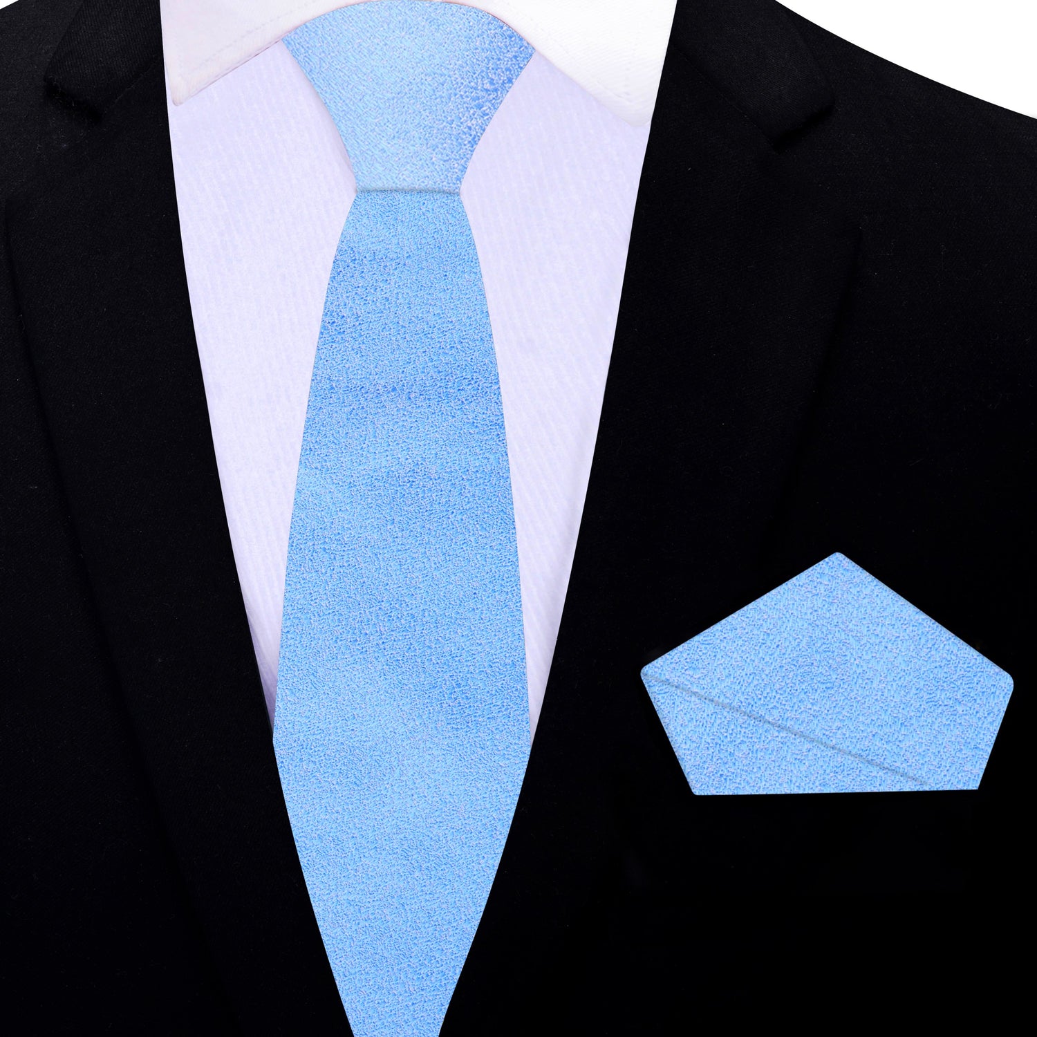 Thin Light Blue Shimmer Thin Tie and Square
