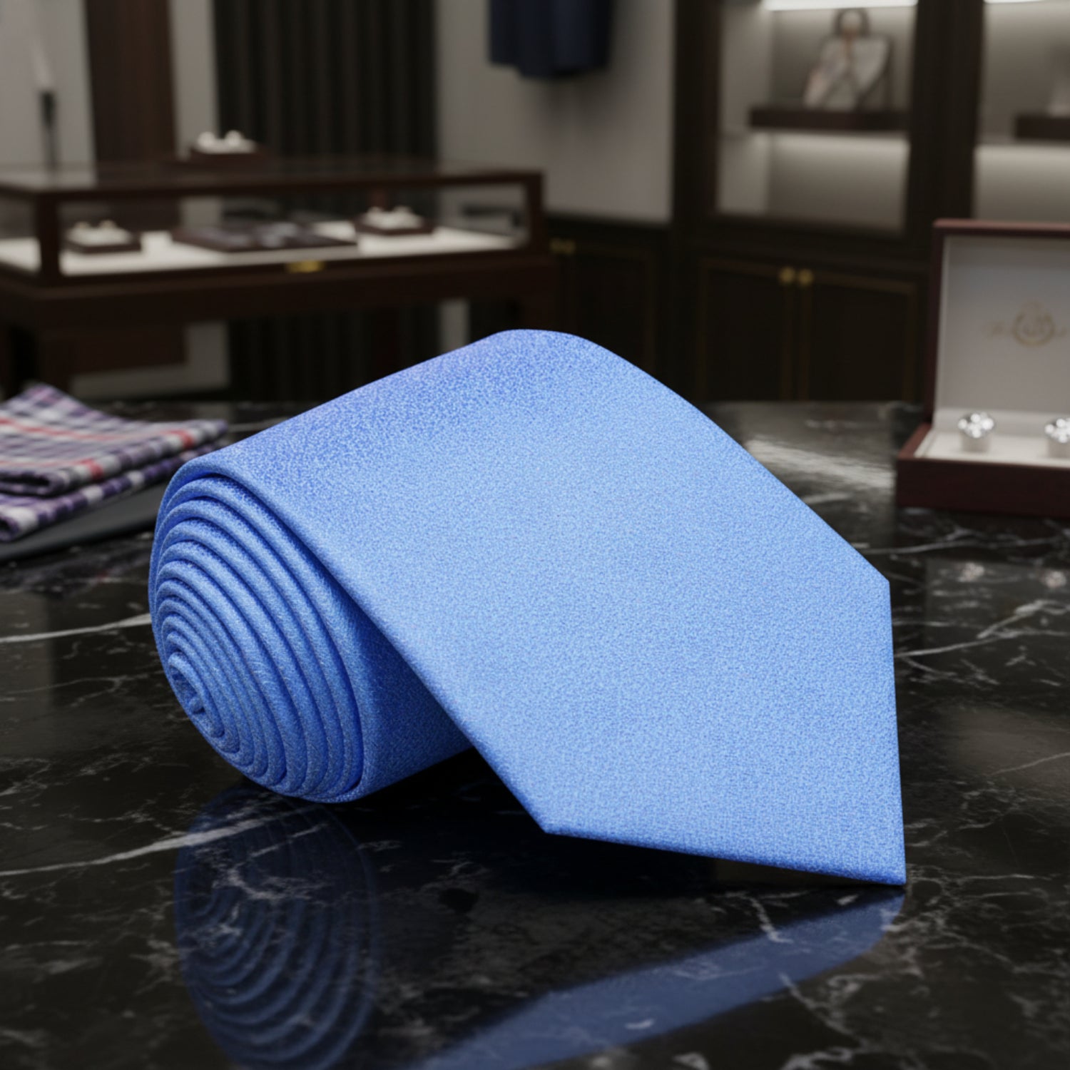 Light Blue Shimmer Thin Tie 