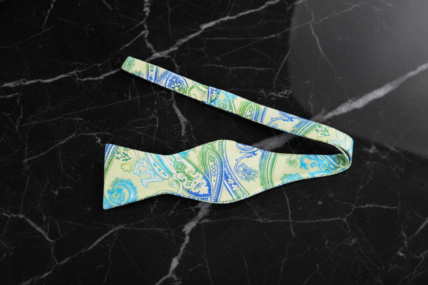 Self Tie: Green Blue Paisley Bow Tie
