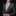 Man wearing a gray suit with a striped tie on a black background