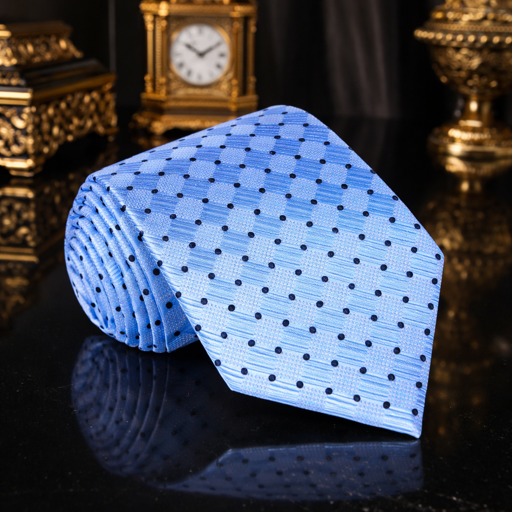 Light Blue Geometric Necktie | Subtle Pattern with Modern Polish