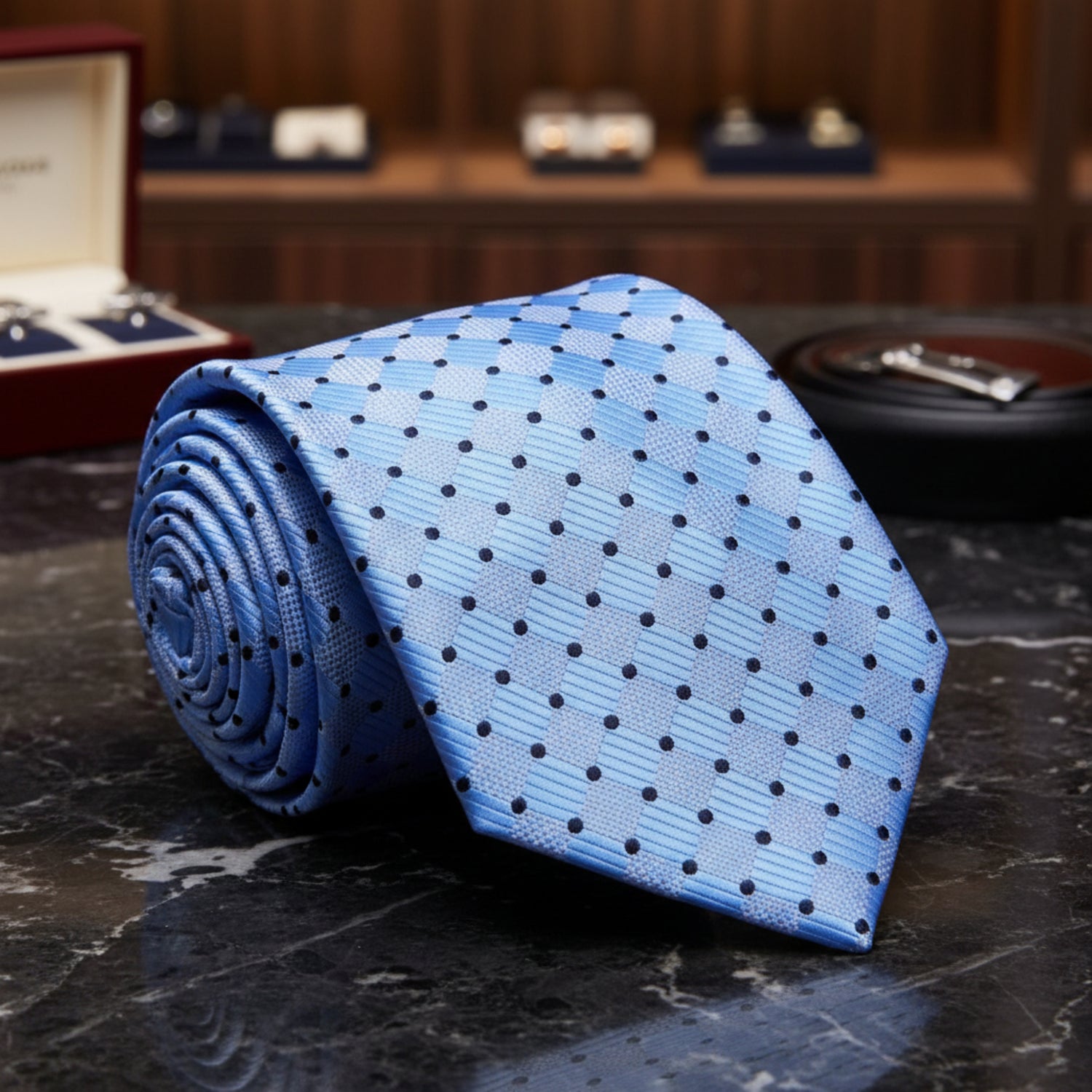Light Blue Geometric Necktie  