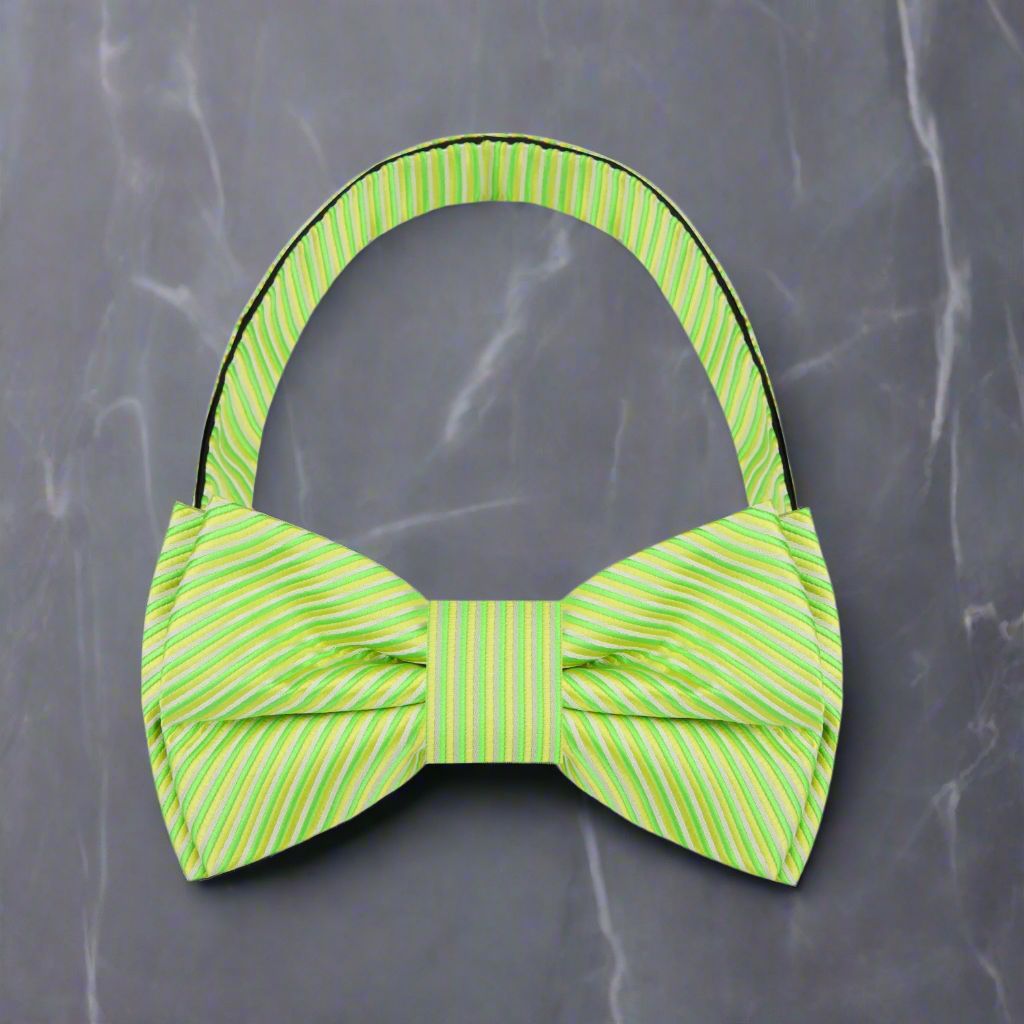 Lime Green Pinstripe Pre Tied Bow Tie
