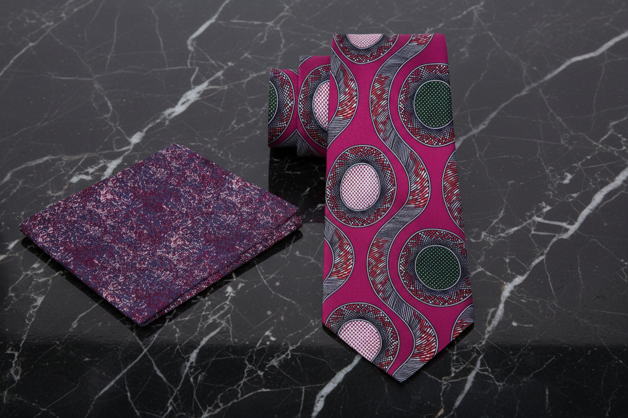 Alt Dark Fuchsia Abstract Necktie and Accenting Square