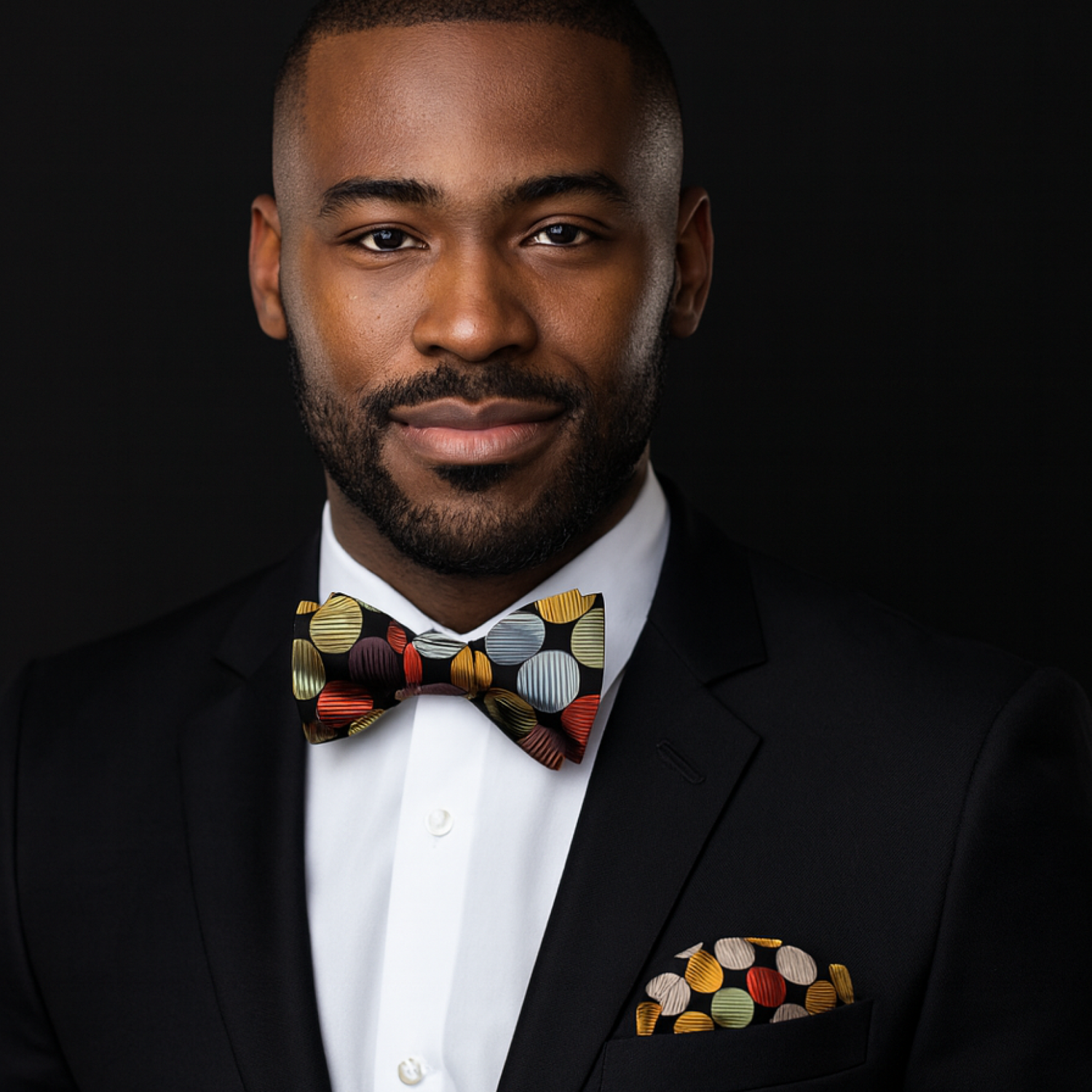 Copper Polka Dot Bow Tie | Warm Sunset Tones, Sharp Dot Texture
