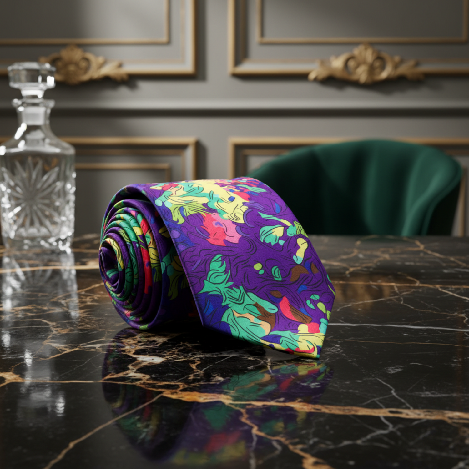 Purple, Green, Yellow, Blue Abstract Necktie  