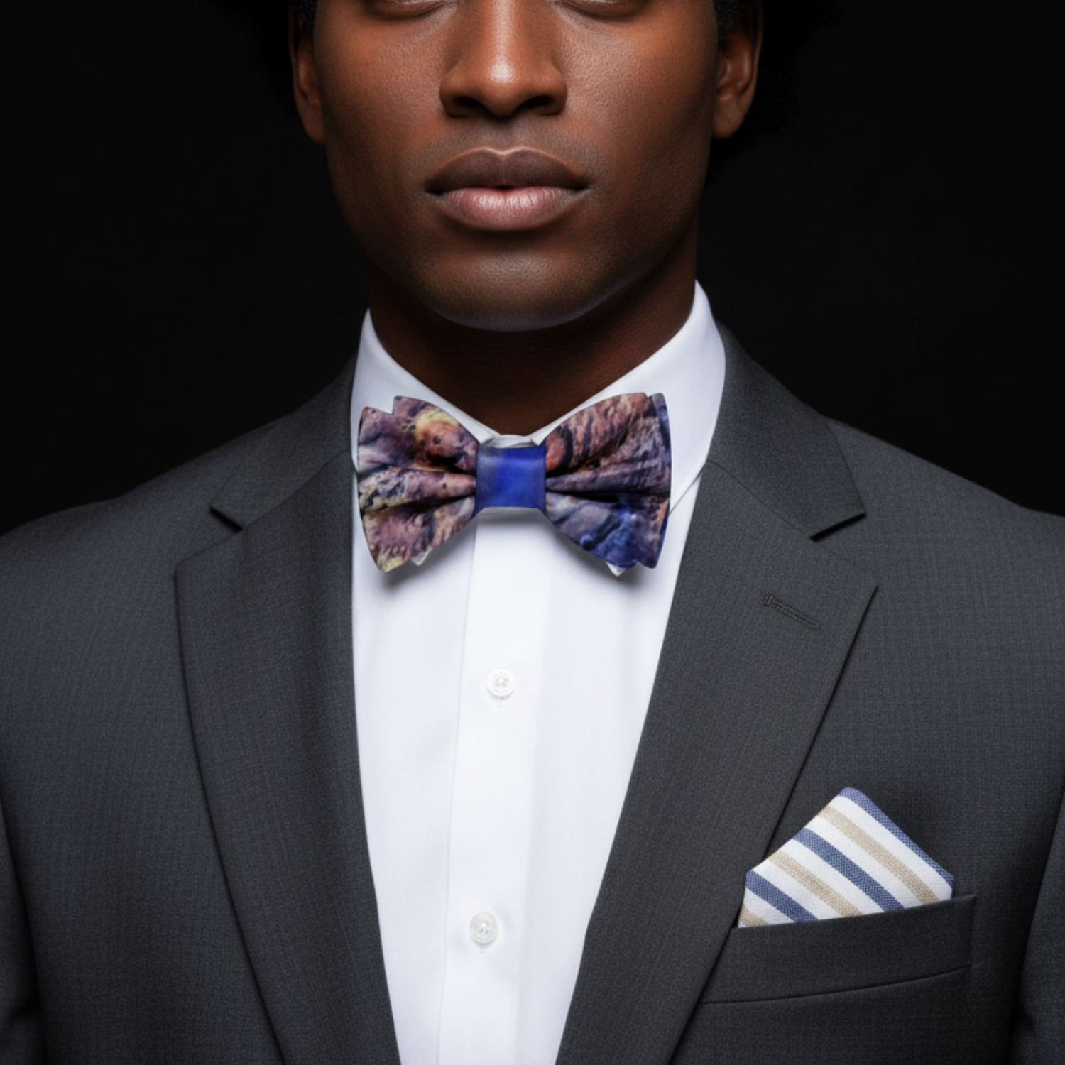 Purple Lunar Crater Print Bow Tie