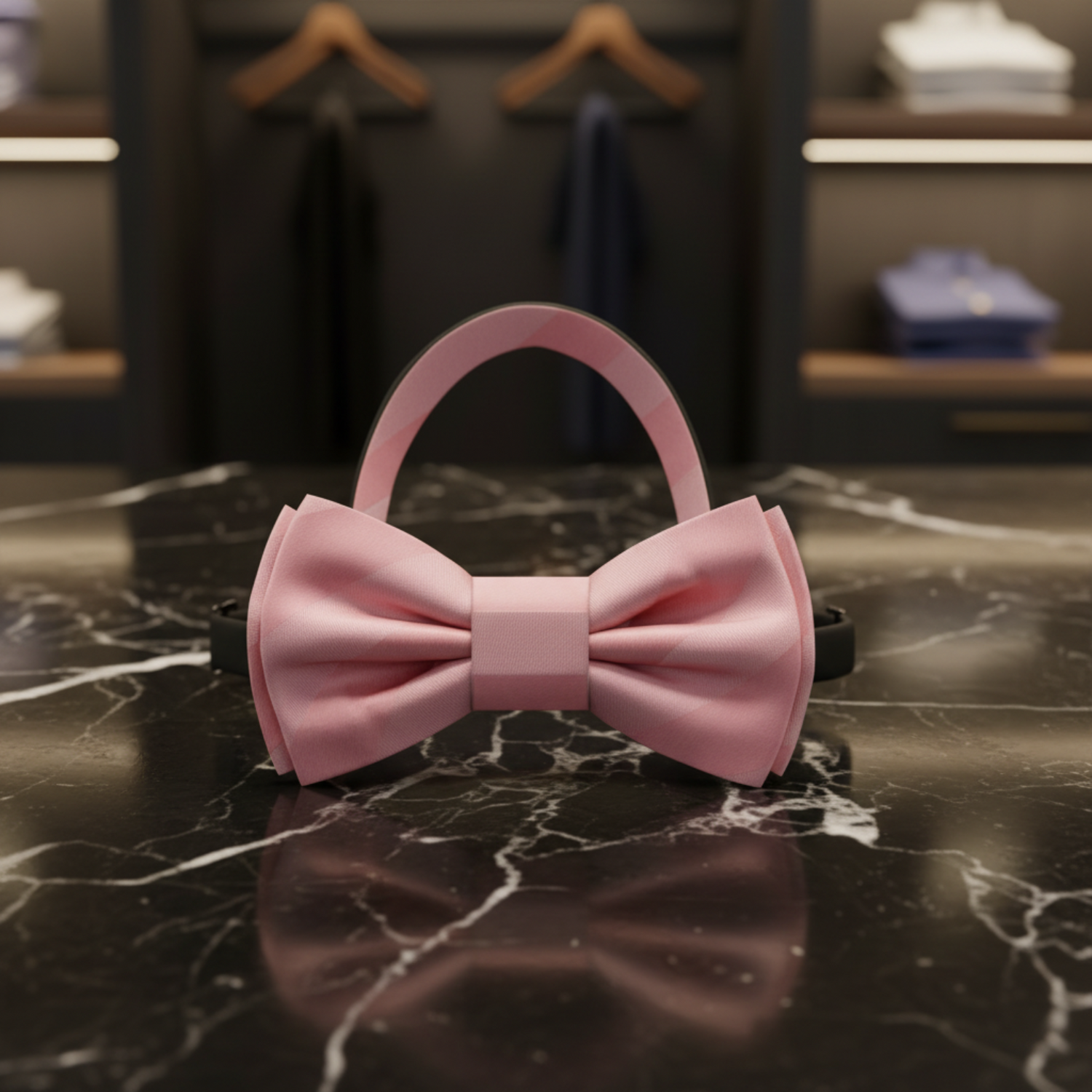 Mauve Block Stripe Bow Tie Pre Tied