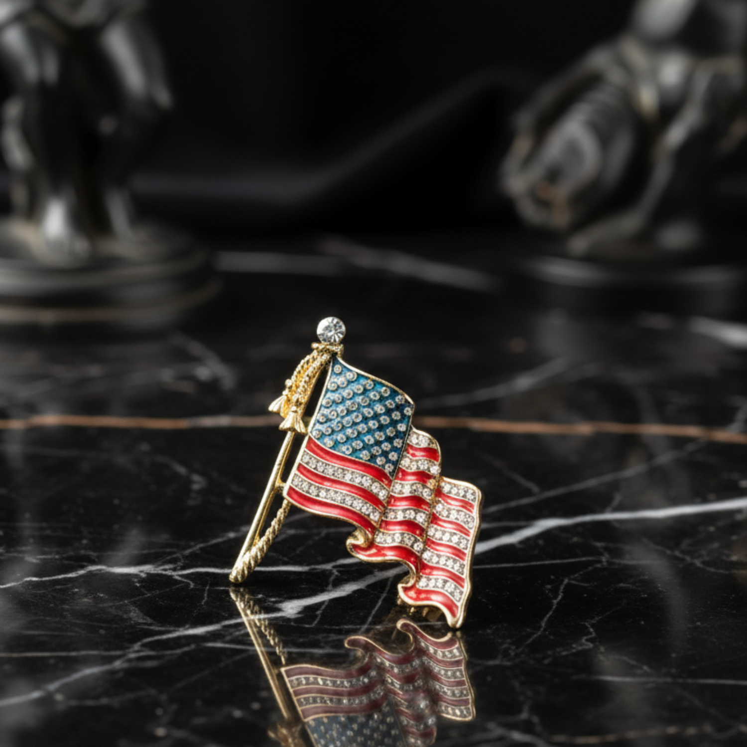 American flag brooch with rhinestones 2