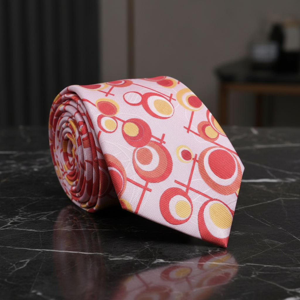 Pink, Red, Orange Shapes Necktie