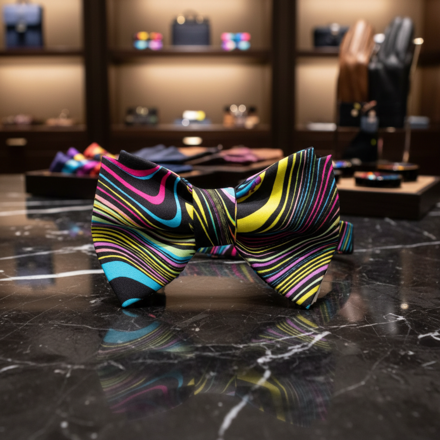 Boys Multicolor Abstract Swirl Pre-Tied Bow Tie a