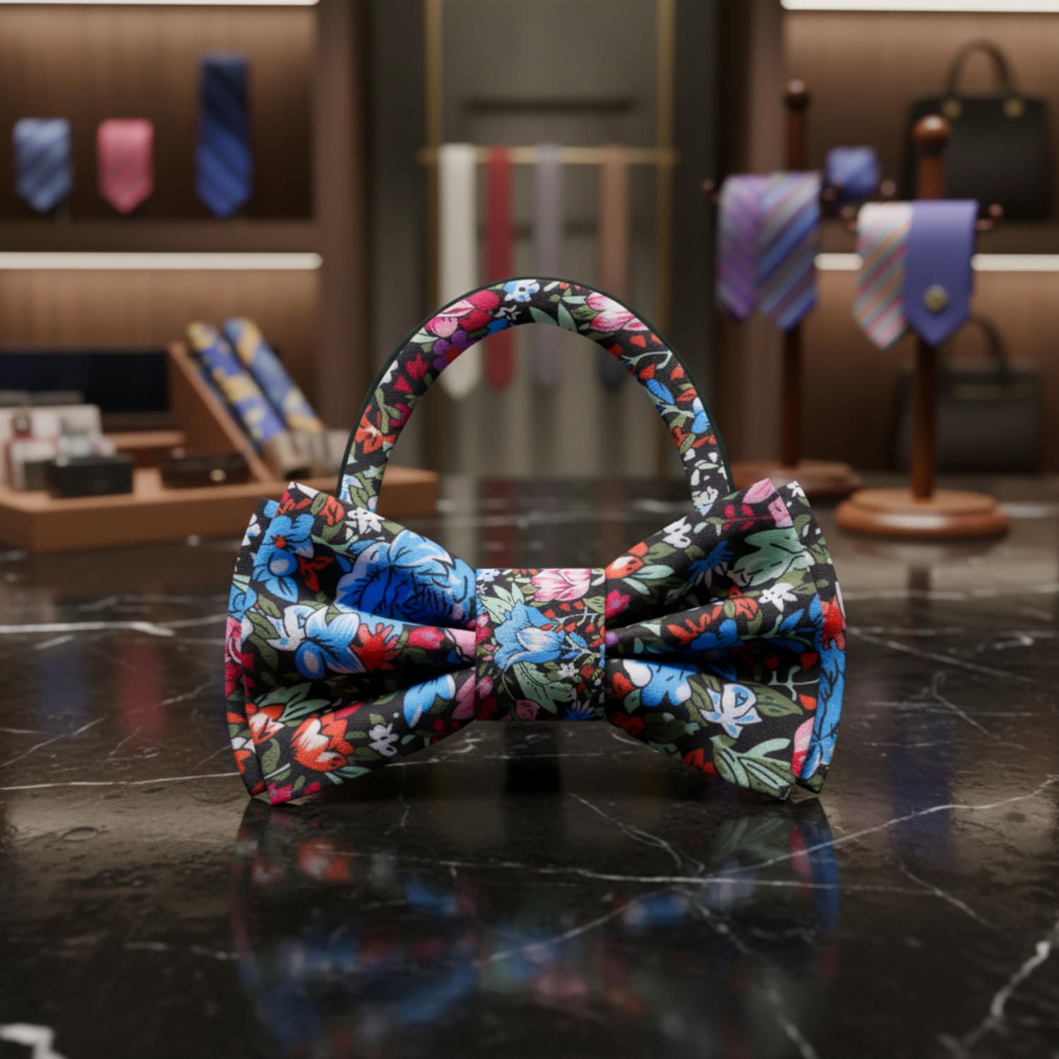 Multi Color Monet Medium Bouquet Flowers Bow Tie Pre Tied