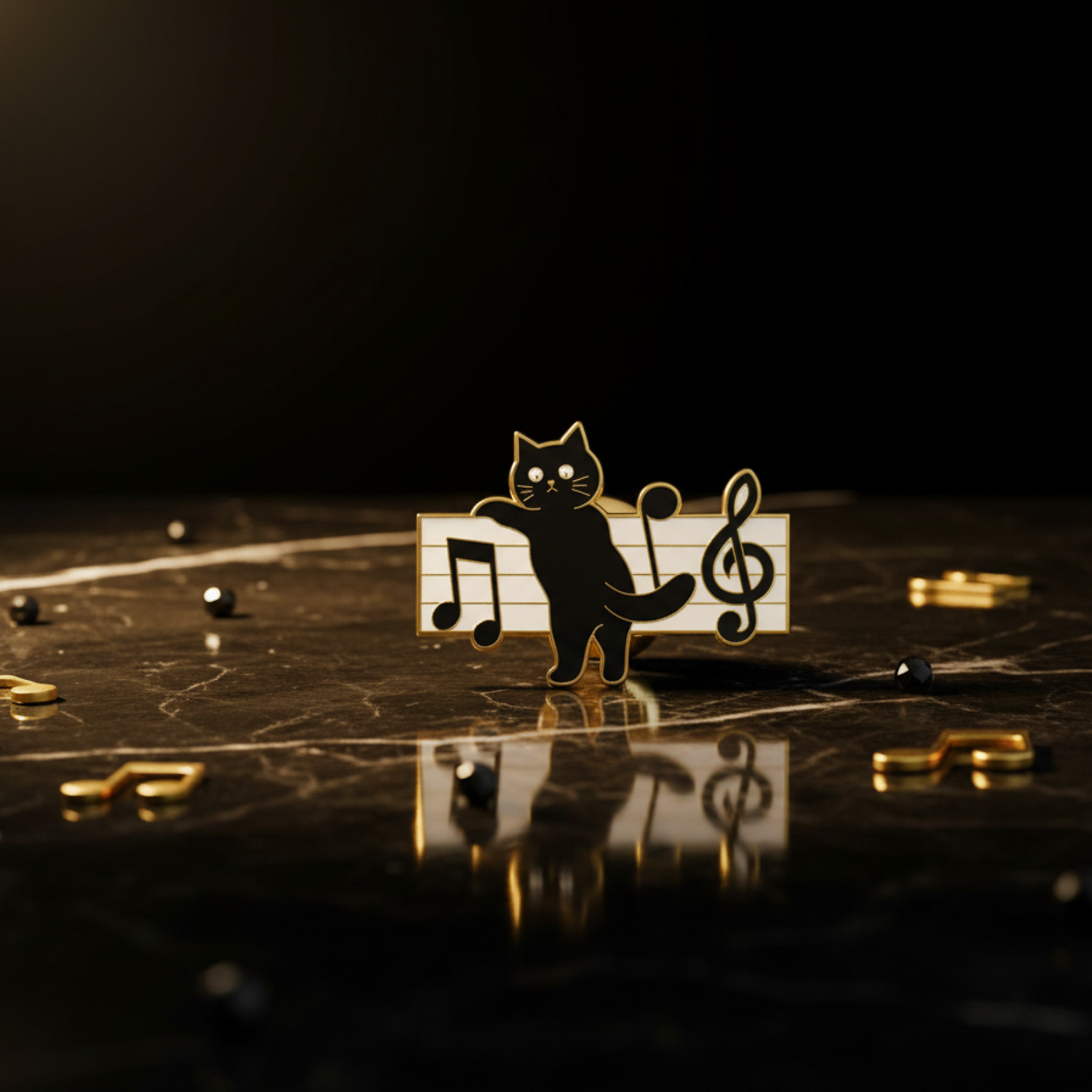 Man Music Note Cat Lapel Pin