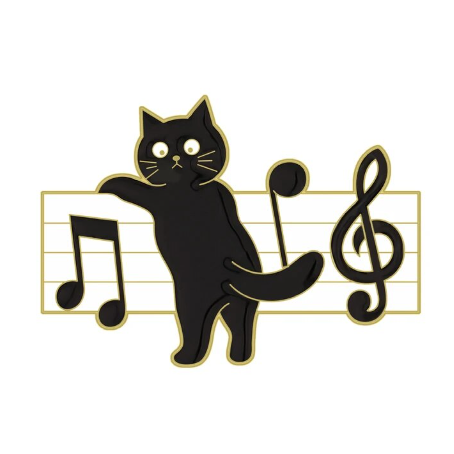 Music Note Cat Lapel Pin