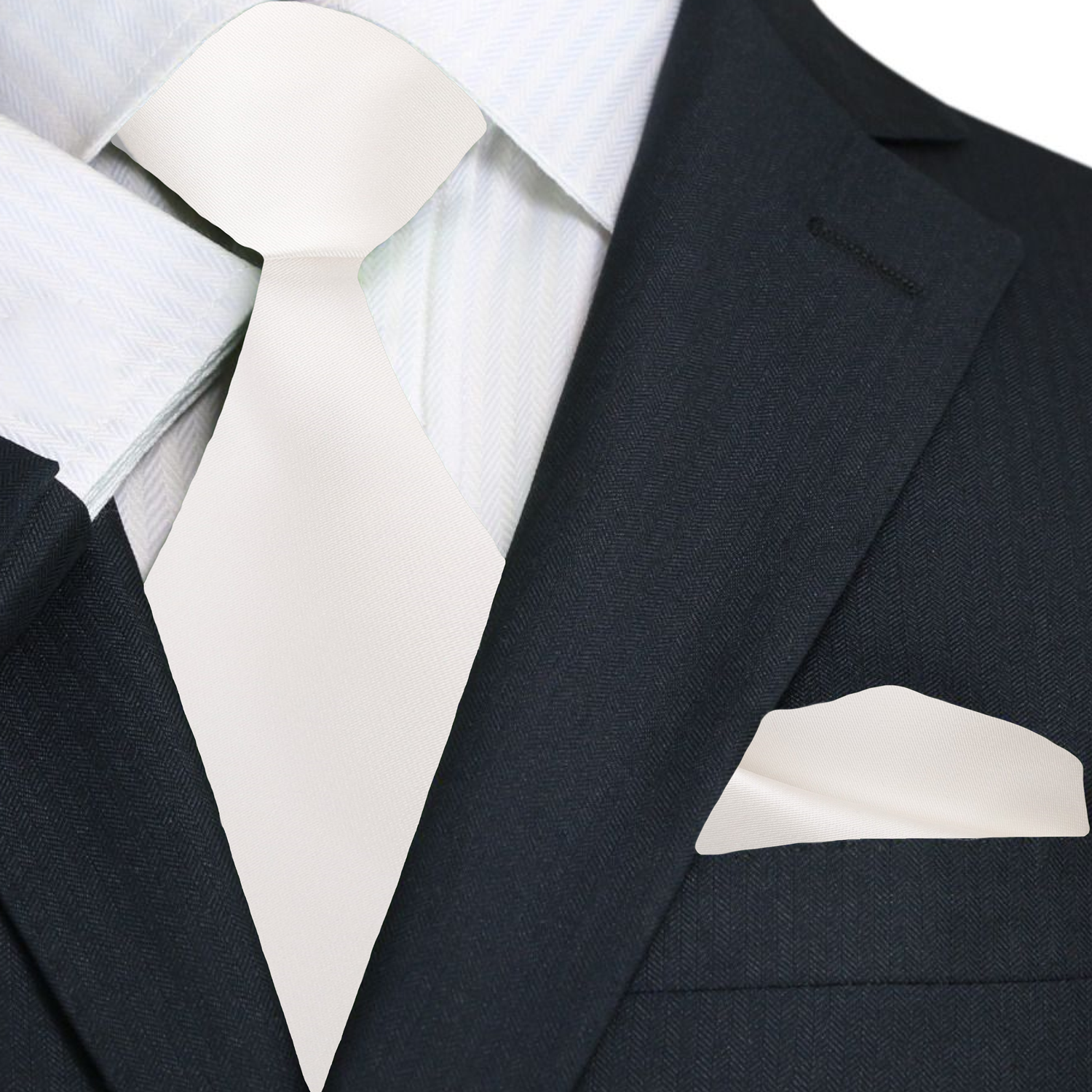 Shining Solid Color Necktie with Pocket Square