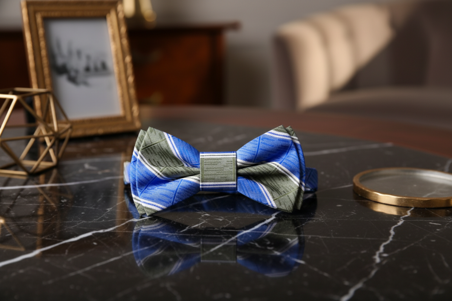Blue and Green Stripe Bow